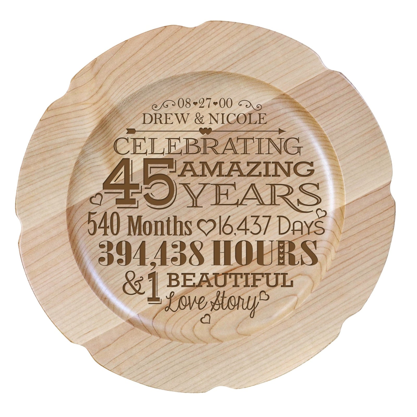 Maple Wedding Anniversary Personalized Plates - LifeSong Milestones