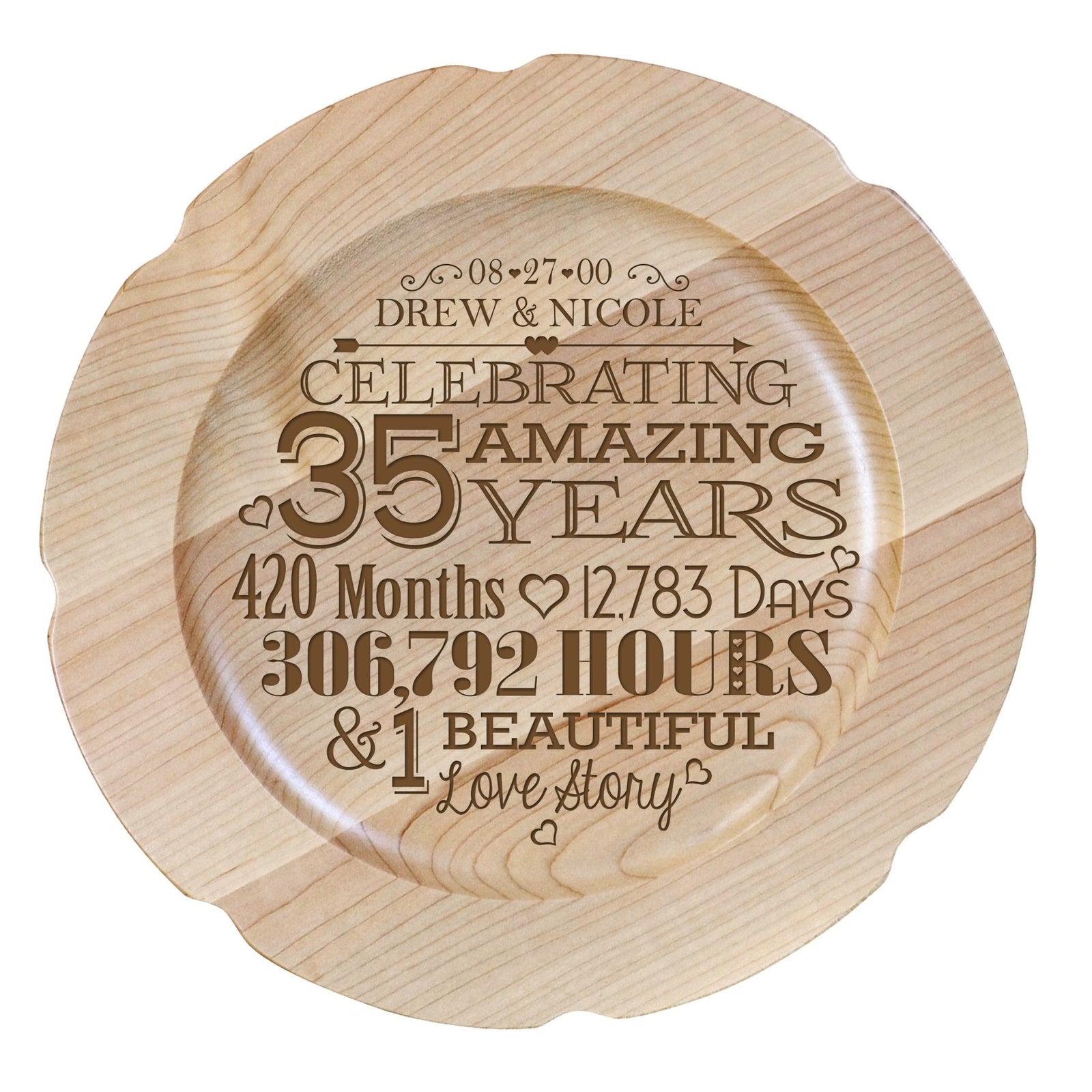 Maple Wedding Anniversary Personalized Plates - LifeSong Milestones
