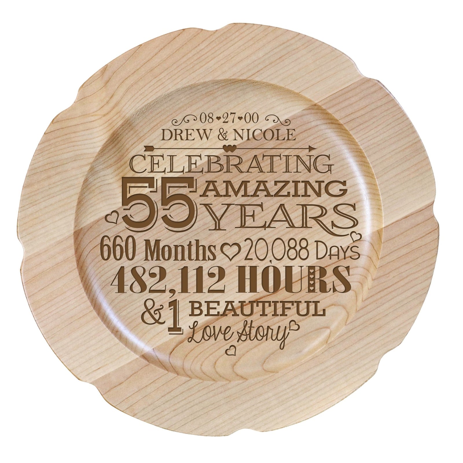 Maple Wedding Anniversary Personalized Plates - LifeSong Milestones