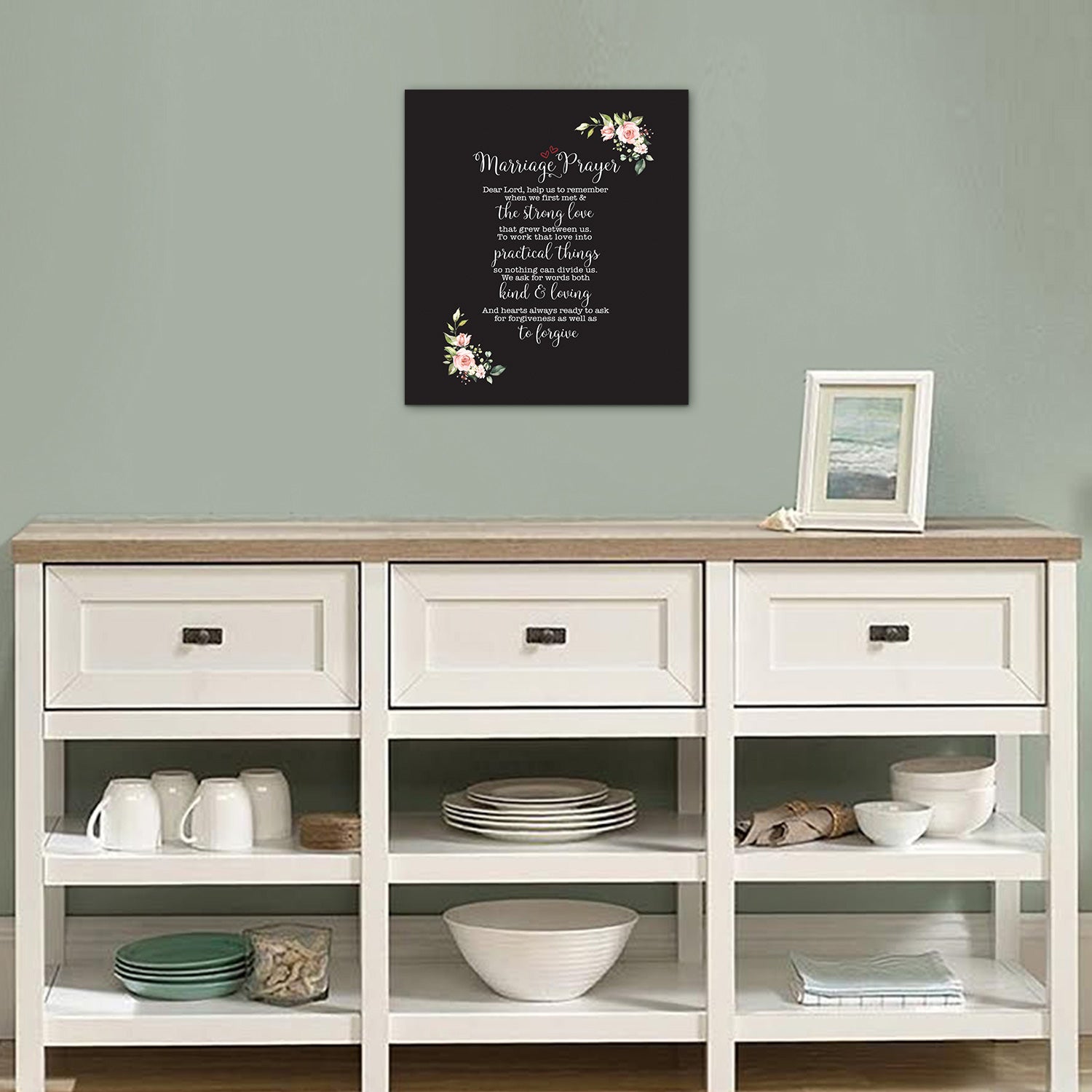 Marriage Prayer For Husband and Wife Canvas Wall Art Framed Modern Wall Decor Decorative Accents For Wall Ready to Hang for Home Living Room Bedroom Entryway Size 12”x16” - LifeSong Milestones