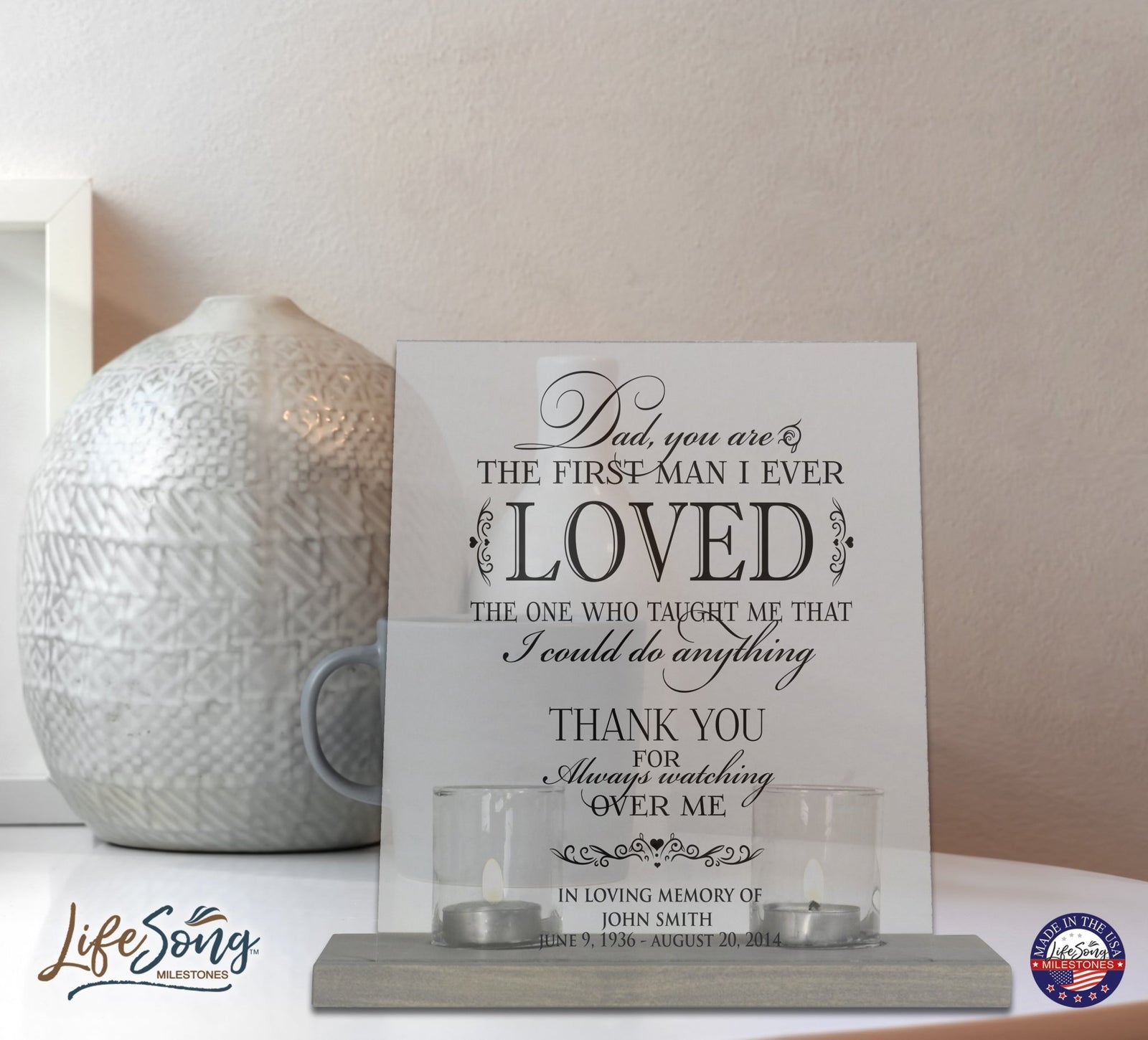 Memorial Acrylic Sign with Base and Votive Candle Holder Those Who We - LifeSong Milestones