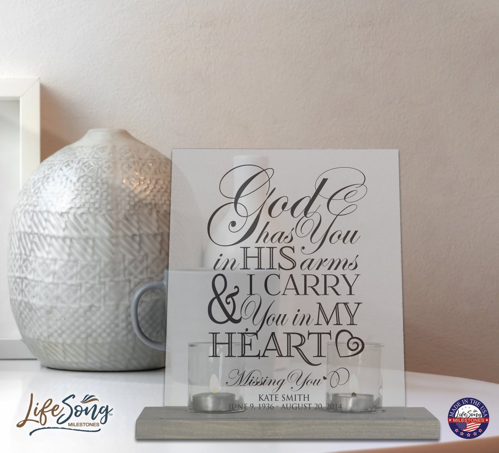 Memorial Acrylic Sign with Base and Votive Candle Holder Those Who We - LifeSong Milestones