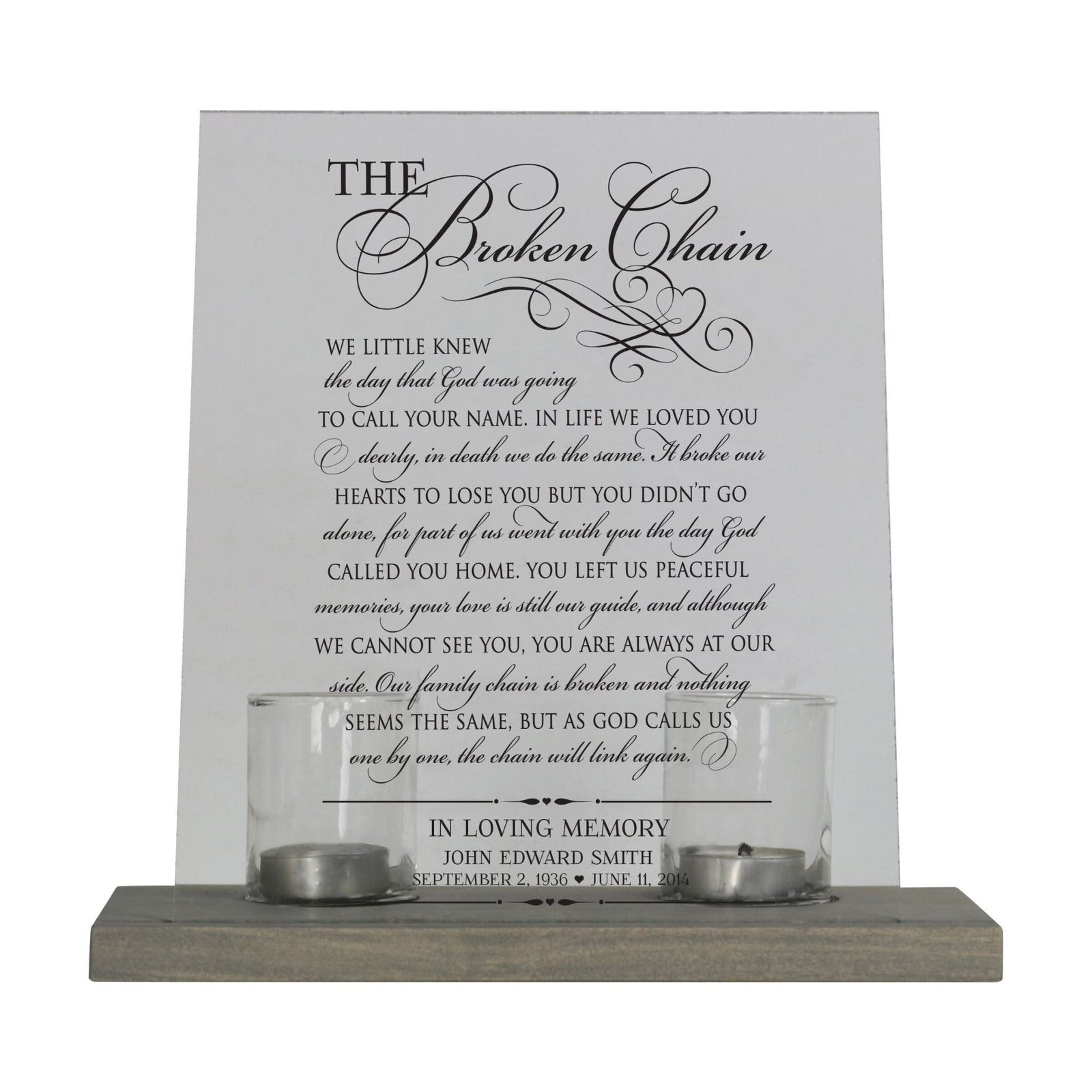 Personalized Acrylic Sign with Base and Votive Candle Holder