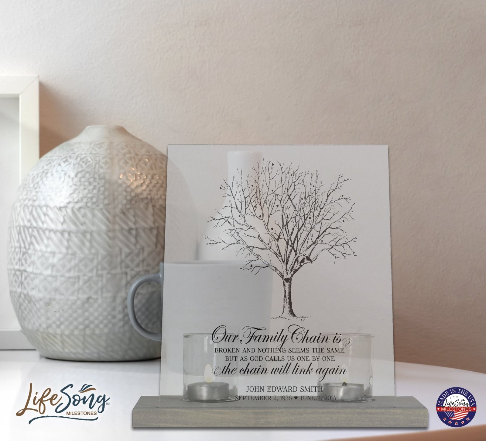 Memorial Acrylic Sign with Base and Votive Candle Holder Those Who We - LifeSong Milestones