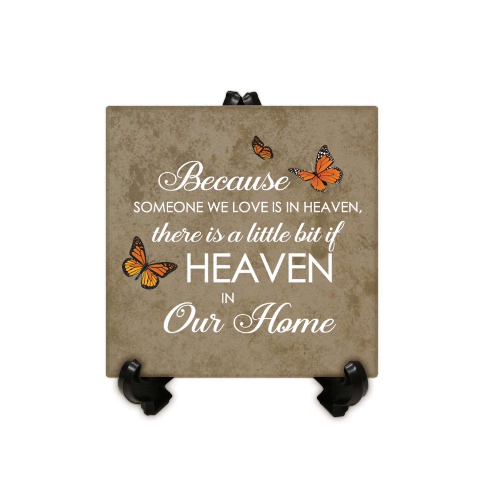 Memorial Ceramic Trivet with Stand for Home Decor - Because Someone We Love - LifeSong Milestones