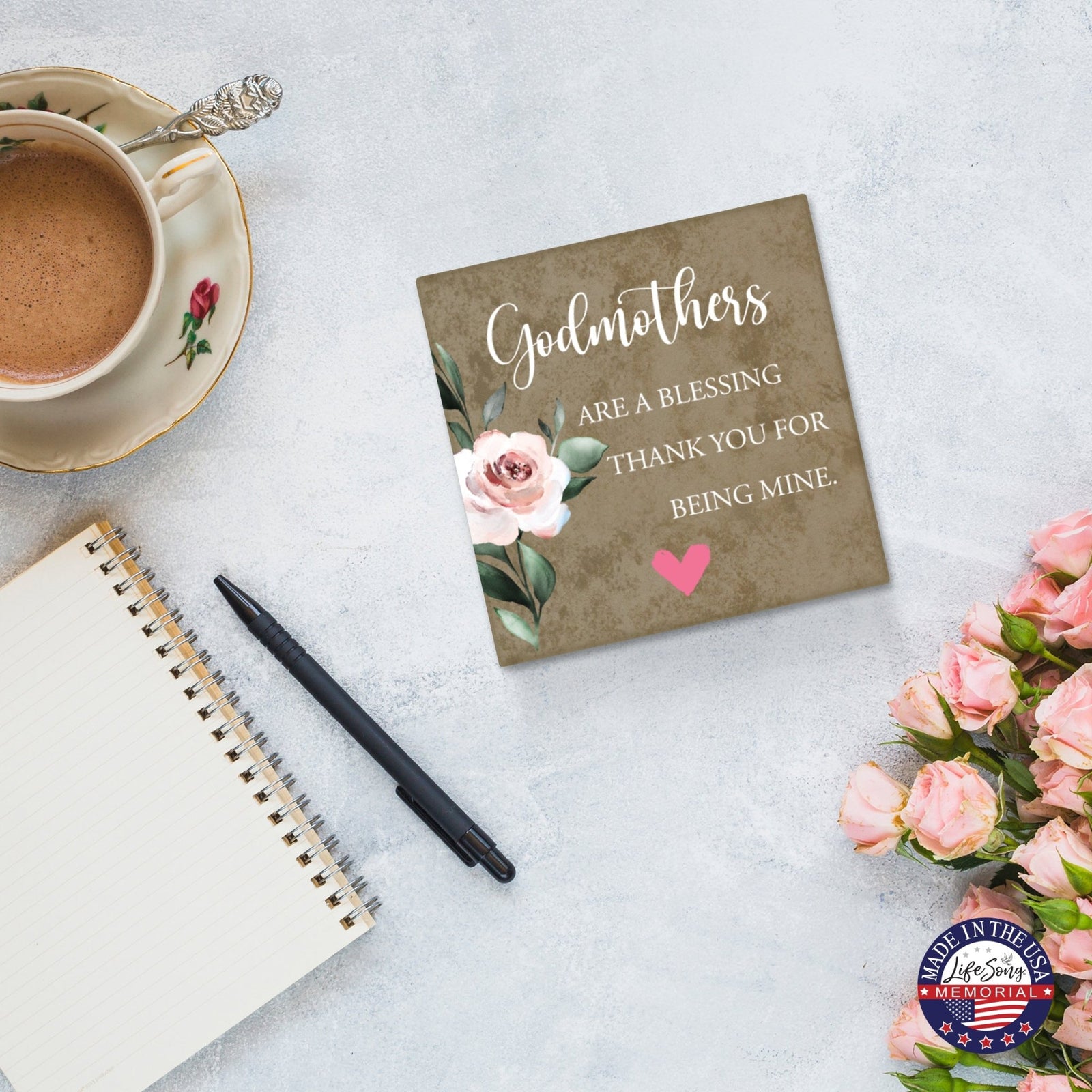 Memorial Ceramic Trivet with Stand for Home Decor - Godmothers - LifeSong Milestones