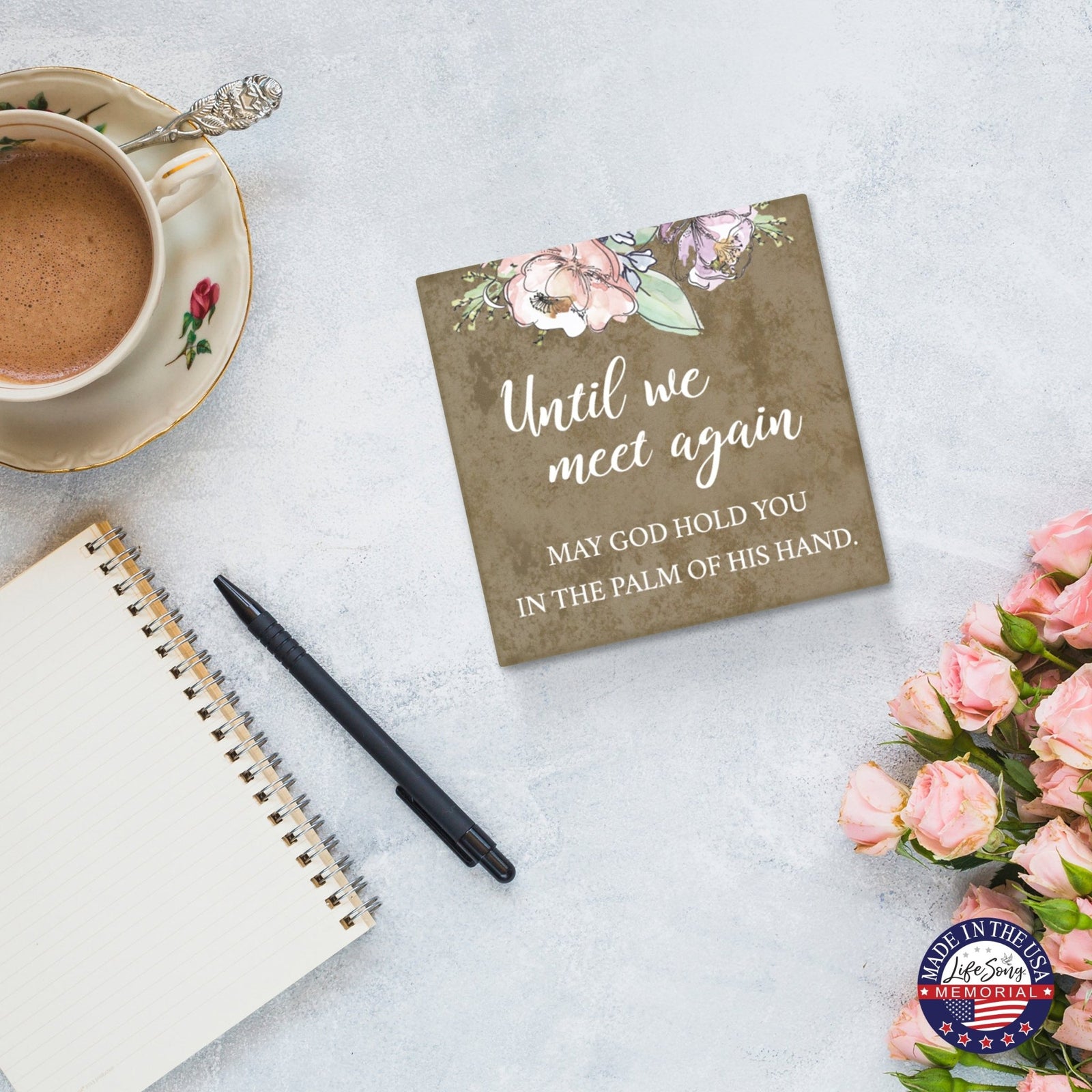 Memorial Ceramic Trivet with Stand for Home Decor - Until We Meet Again - LifeSong Milestones