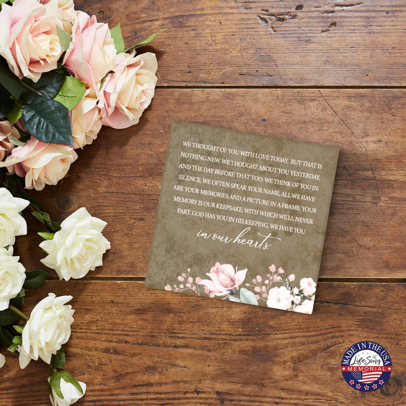 Memorial Ceramic Trivet with Stand for Home Decor - We Thought Of You - LifeSong Milestones