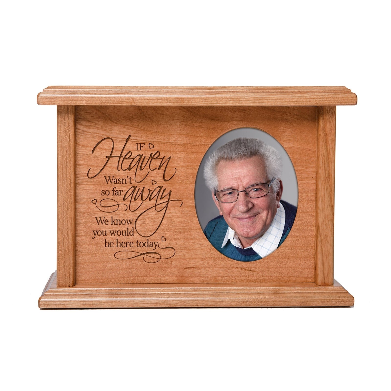 Memorial Cremation Urn Holds 2x3 photo 65 cu in If Heaven Wasn't Far Away - LifeSong Milestones