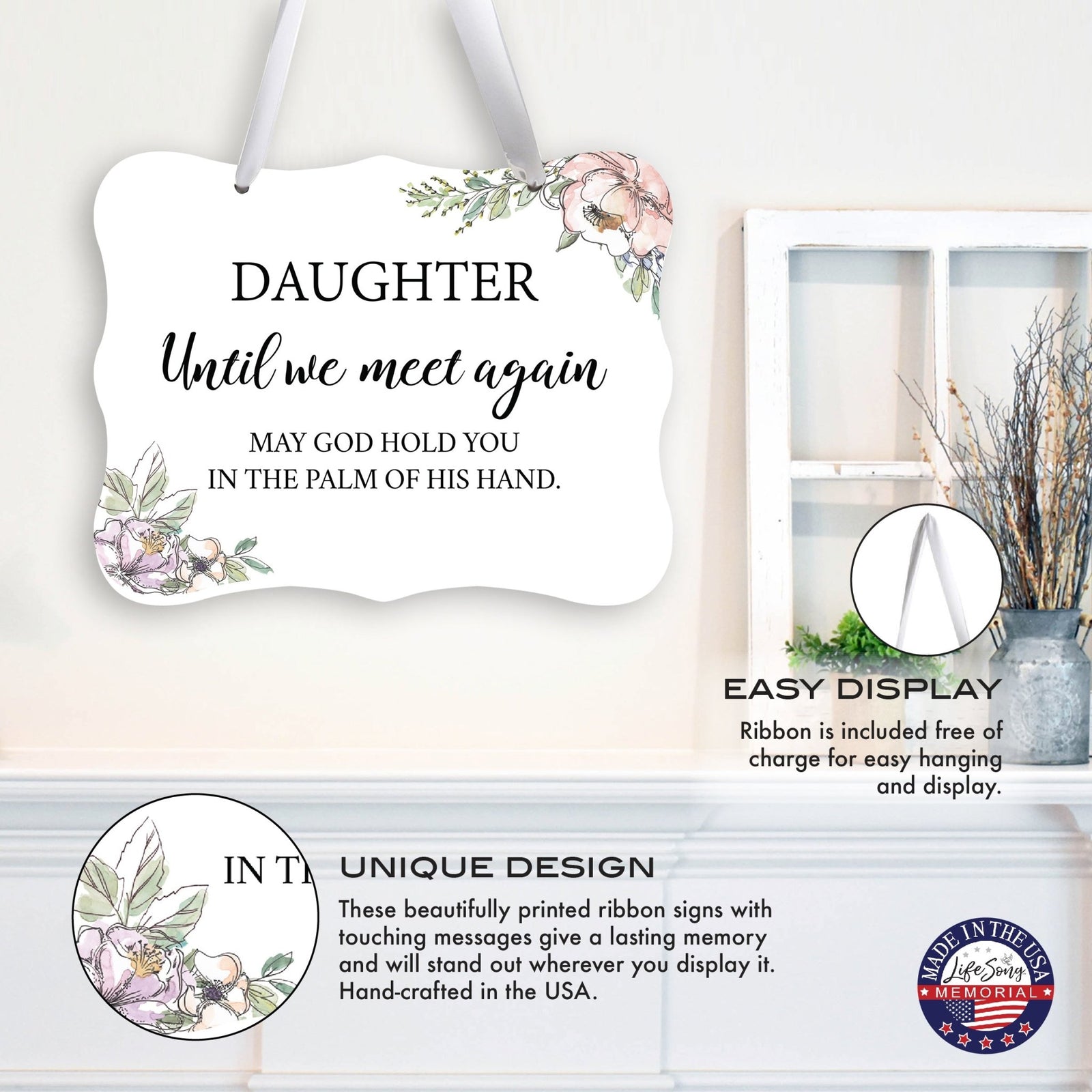 Memorial Hanging Ribbon Wall Decor for Loss of Loved One - LifeSong Milestones