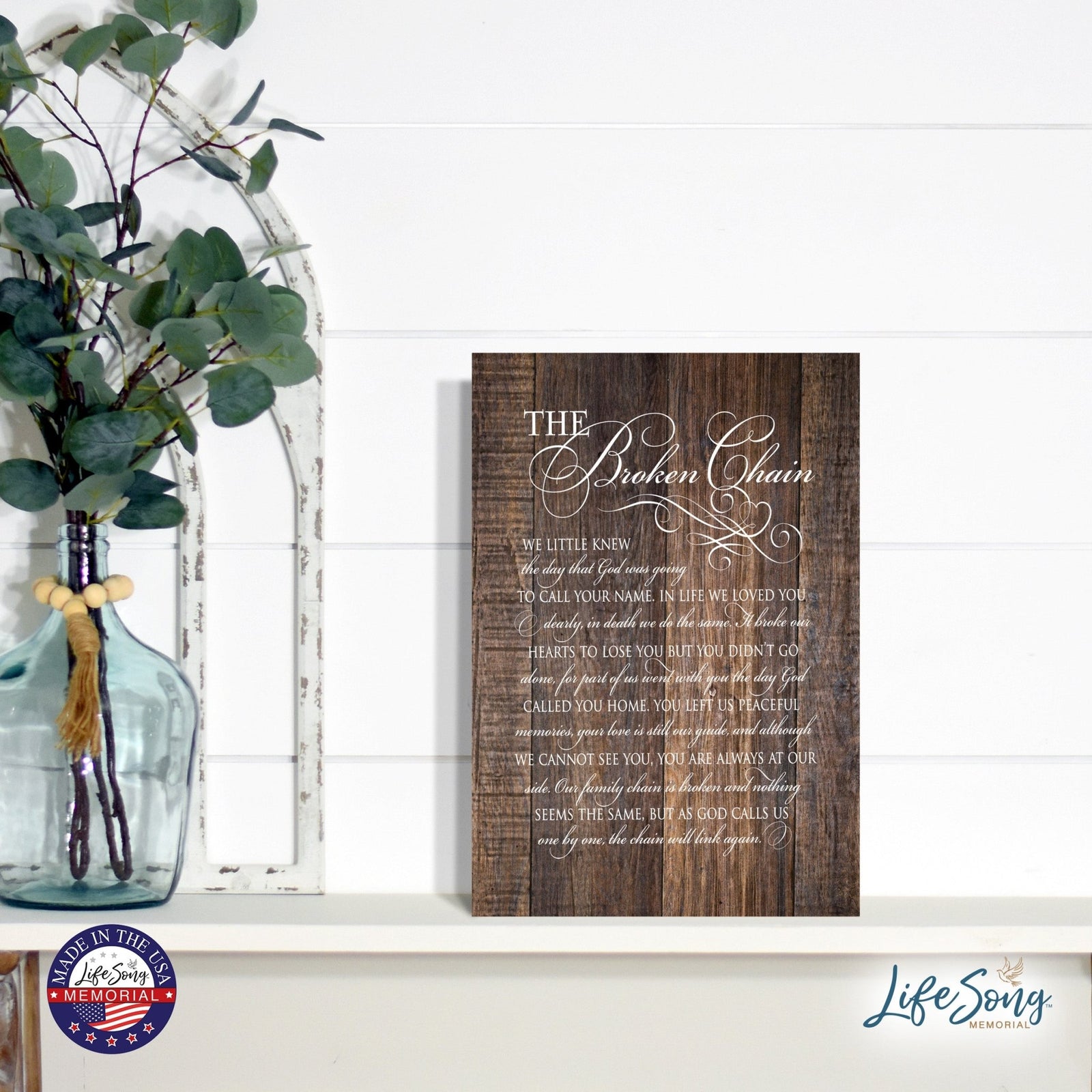Memorial Hanging Wall Plaque - The Broken Chain - LifeSong Milestones
