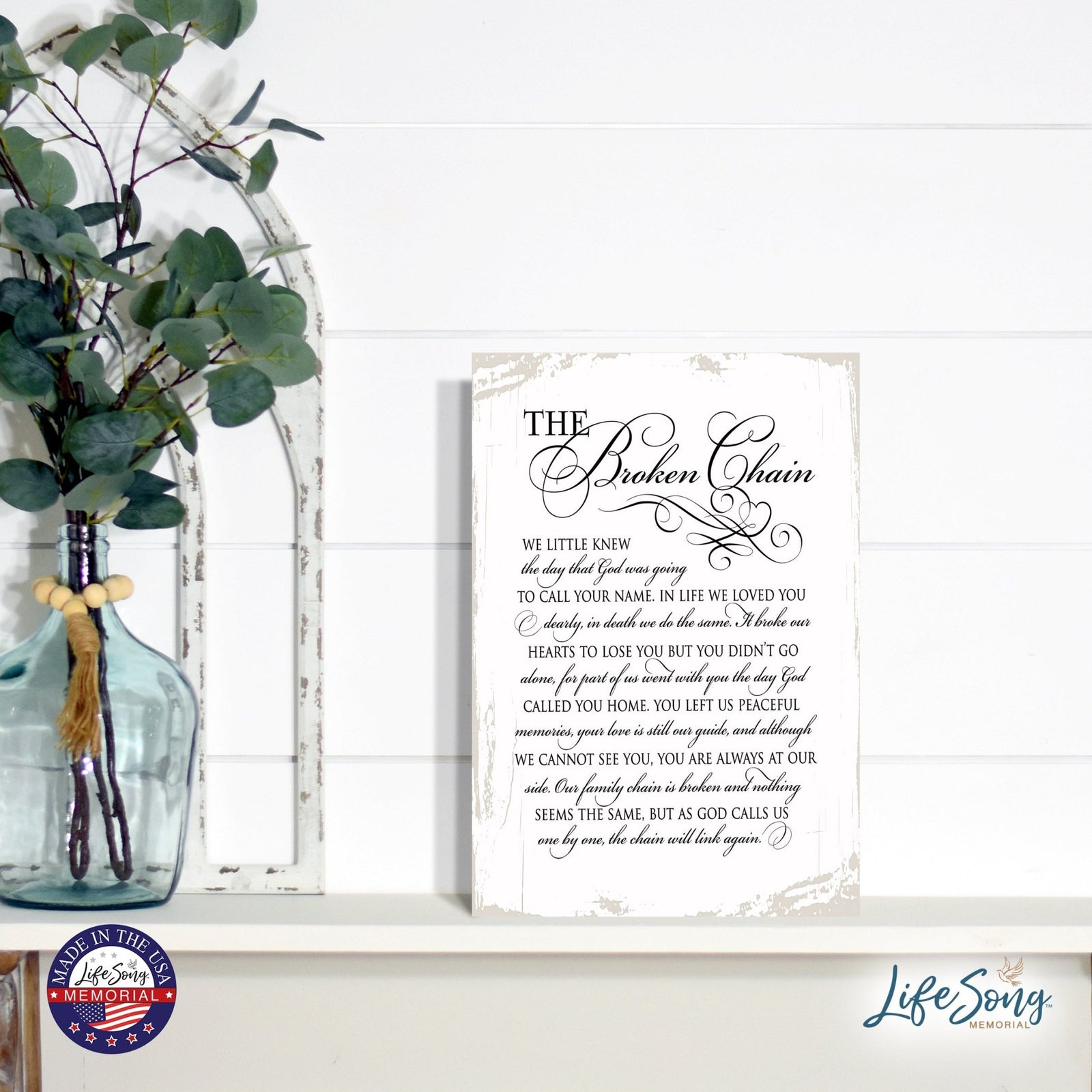 Memorial Hanging Wall Plaque - The Broken Chain - LifeSong Milestones