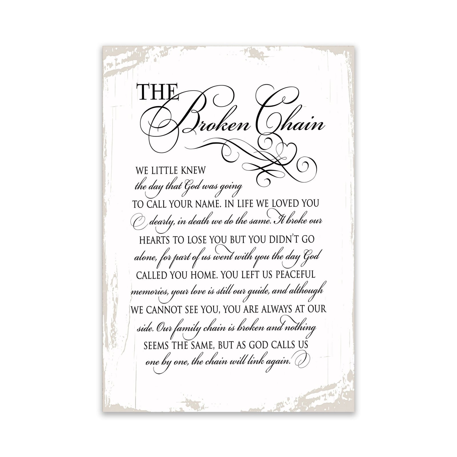 Memorial Hanging Wall Plaque - The Broken Chain - LifeSong Milestones