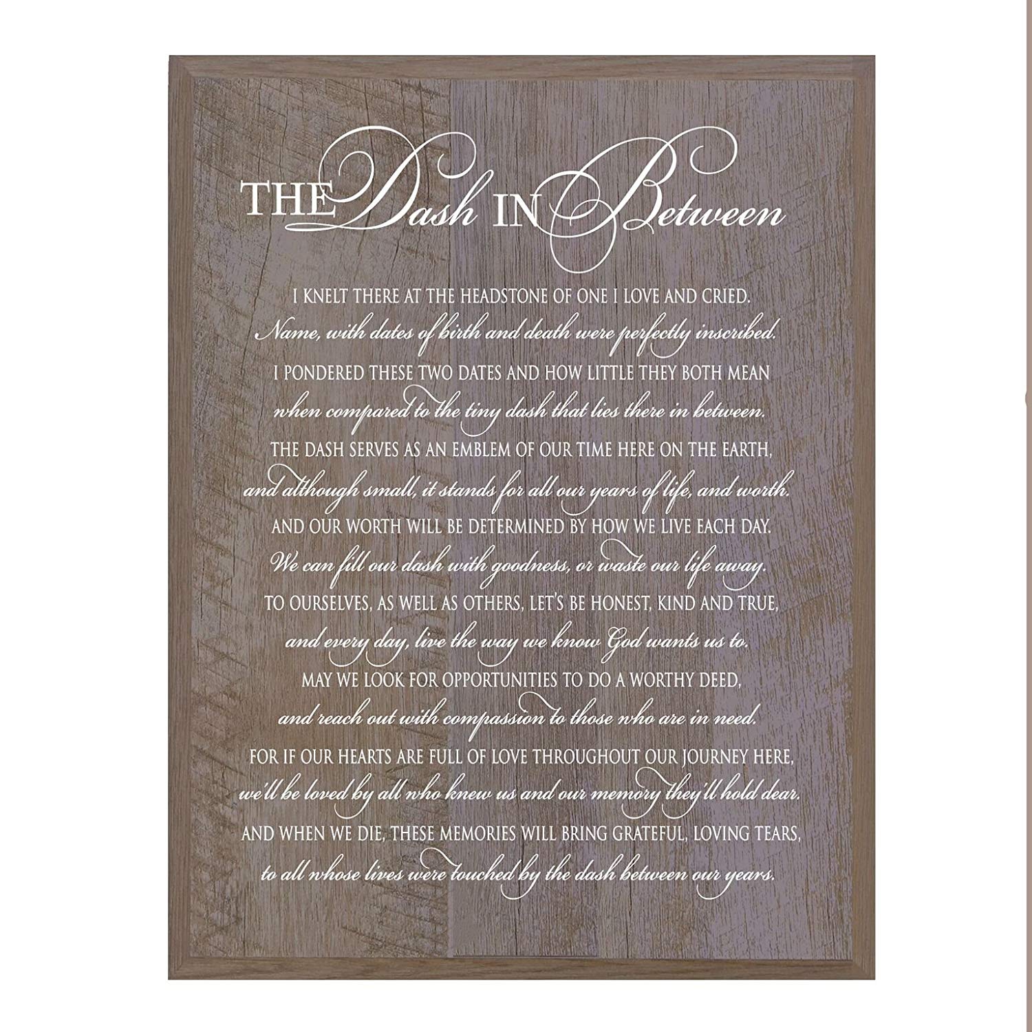 Memorial Hanging Wall Plaque - The Dash In Between - LifeSong Milestones