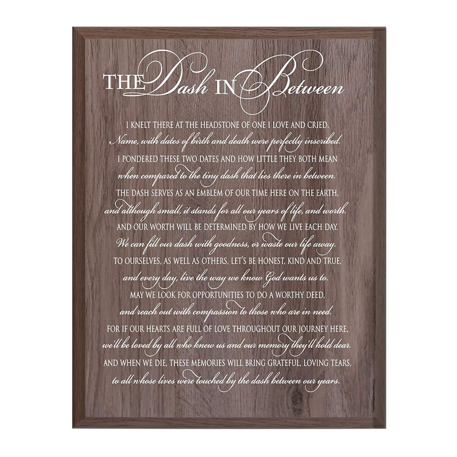 Memorial Hanging Wall Plaque - The Dash In Between - LifeSong Milestones