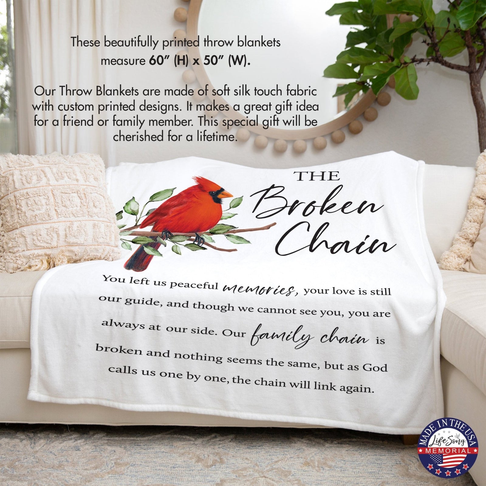 Memorial Soft Throw Blankets for Home Décor - LifeSong Milestones