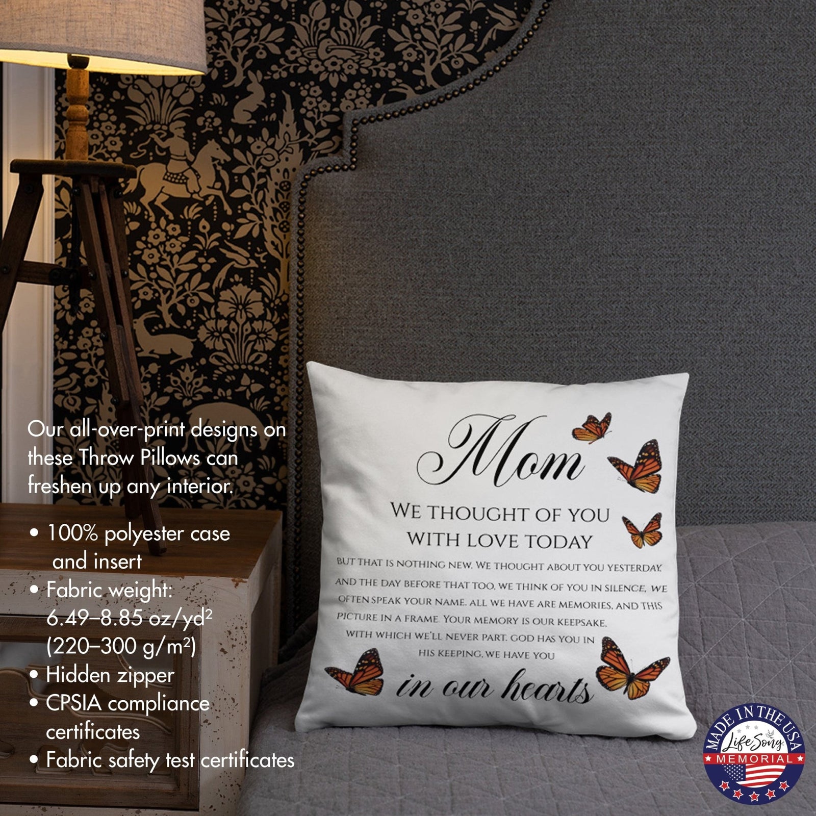 Memorial Sympathy Throw Pillow for Home Décor - LifeSong Milestones
