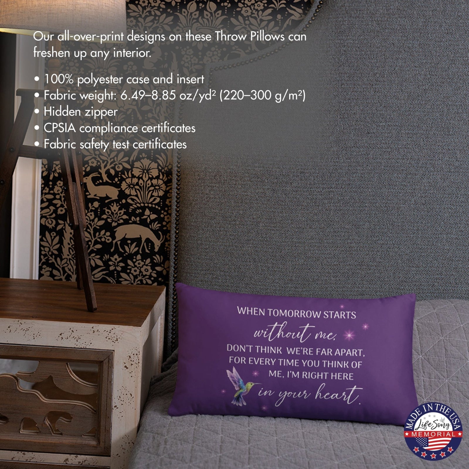 Memorial Sympathy Throw Pillow for Home Décor - LifeSong Milestones