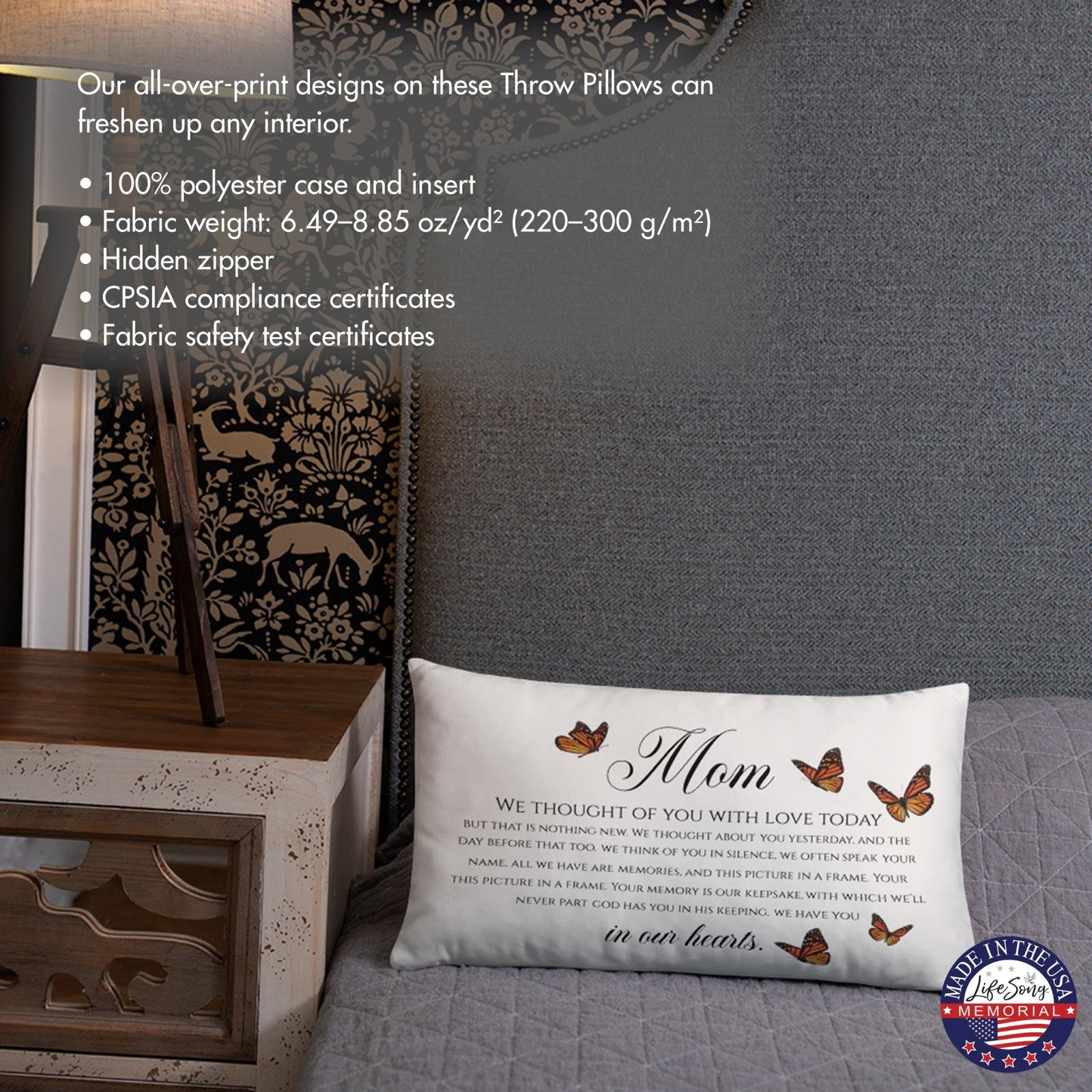 Memorial Sympathy Throw Pillow for Home Décor - LifeSong Milestones