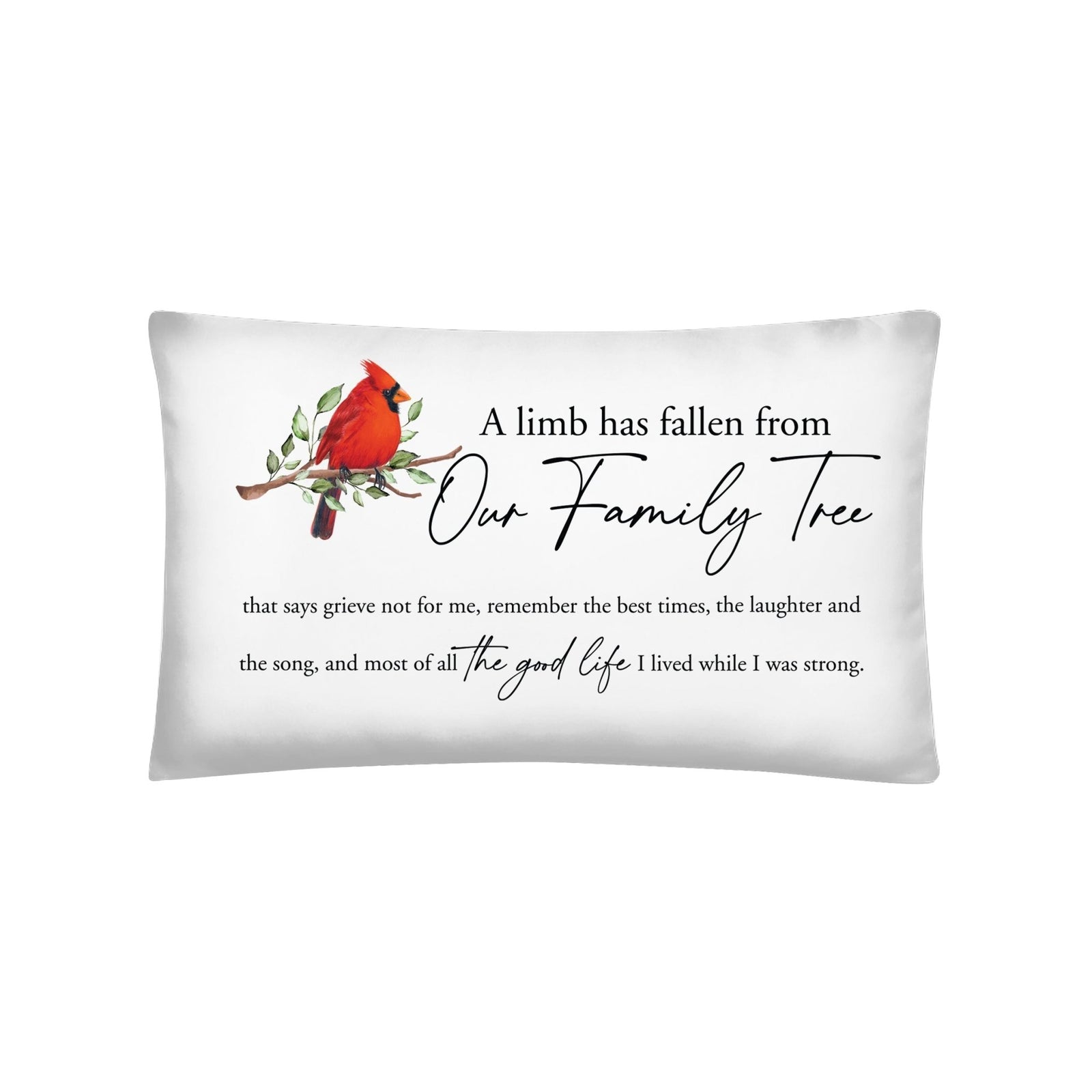 Memorial Sympathy Throw Pillow for Home Décor - A Limb Has Fallen - LifeSong Milestones