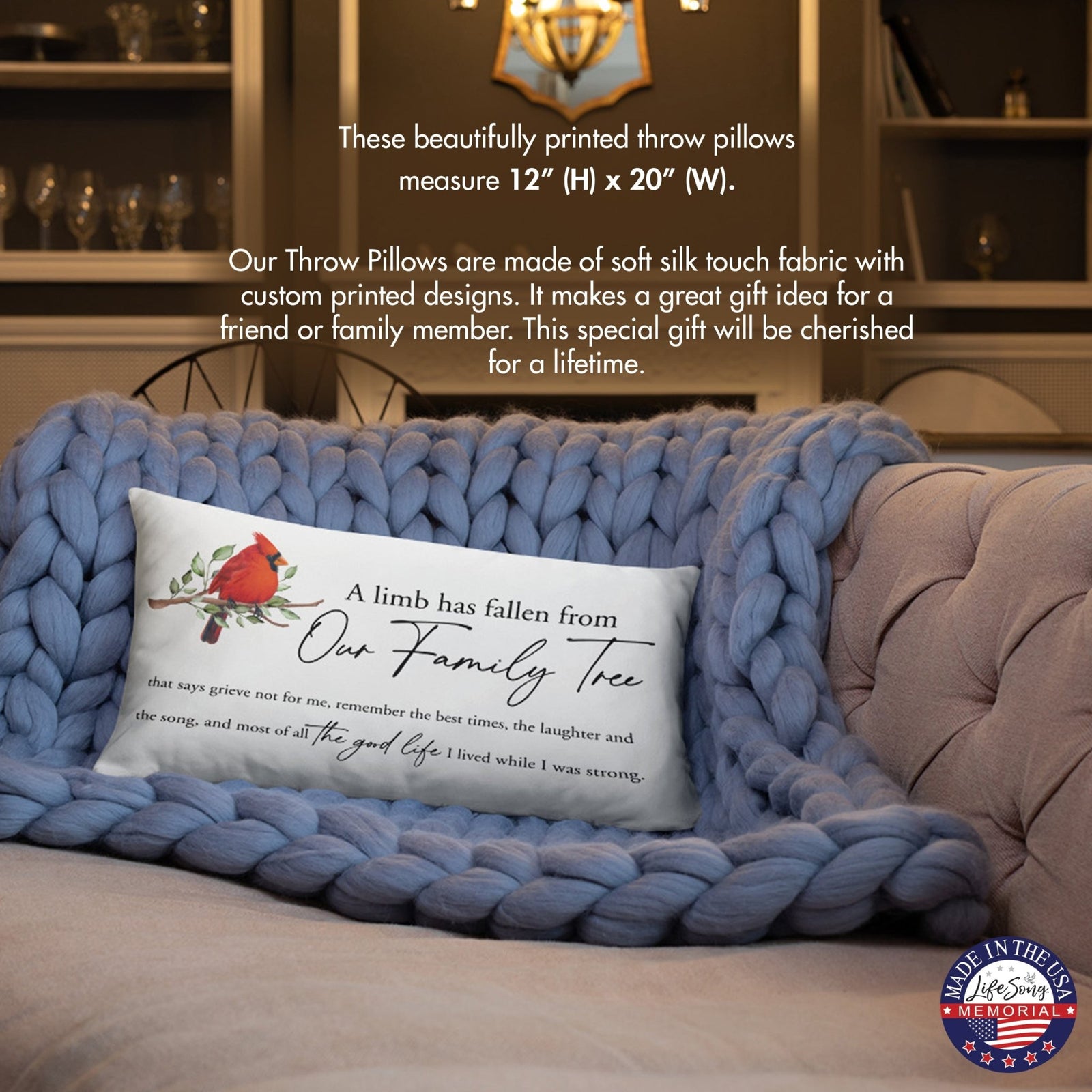 Memorial Sympathy Throw Pillow for Home Décor - A Limb Has Fallen - LifeSong Milestones