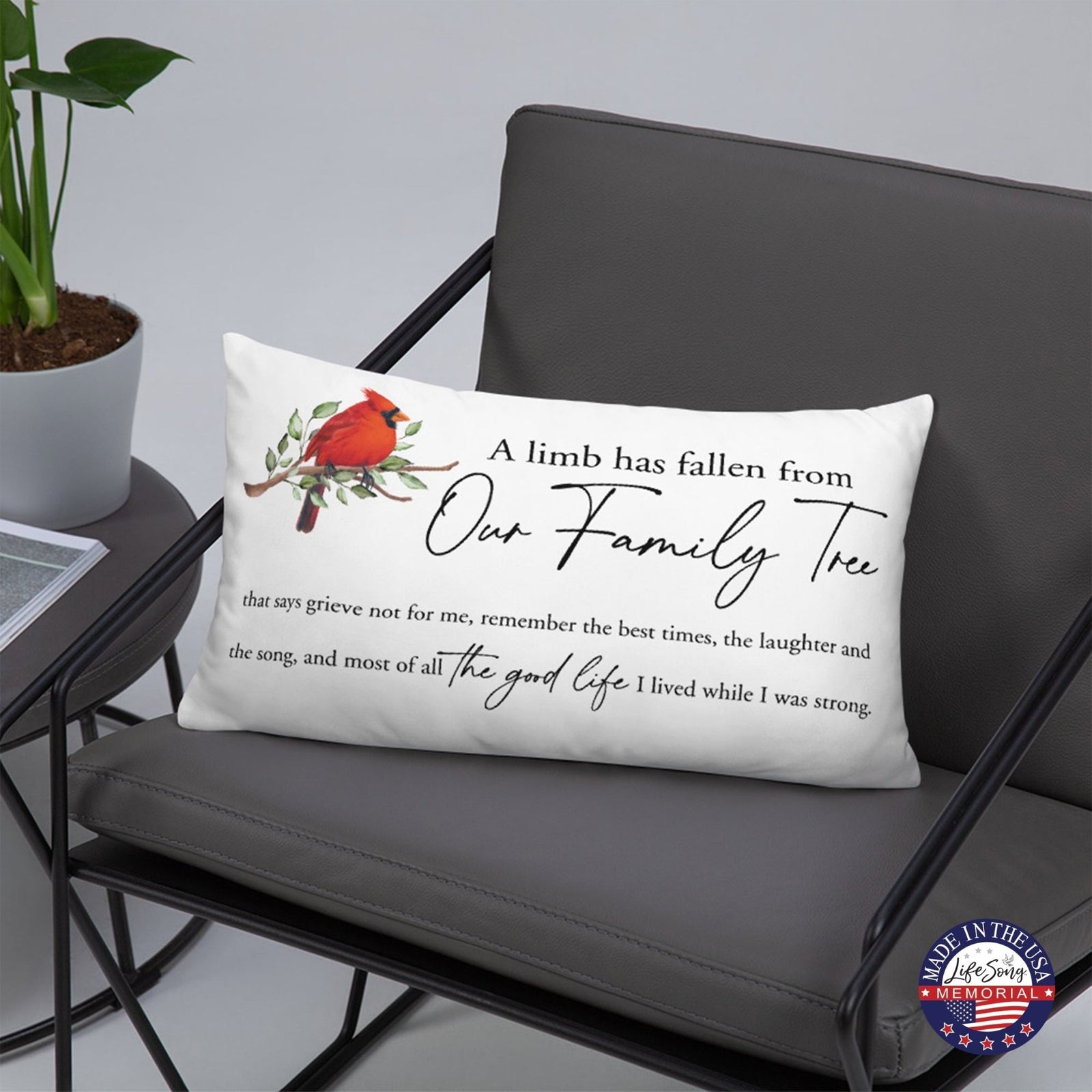 Memorial Sympathy Throw Pillow for Home Décor - A Limb Has Fallen - LifeSong Milestones