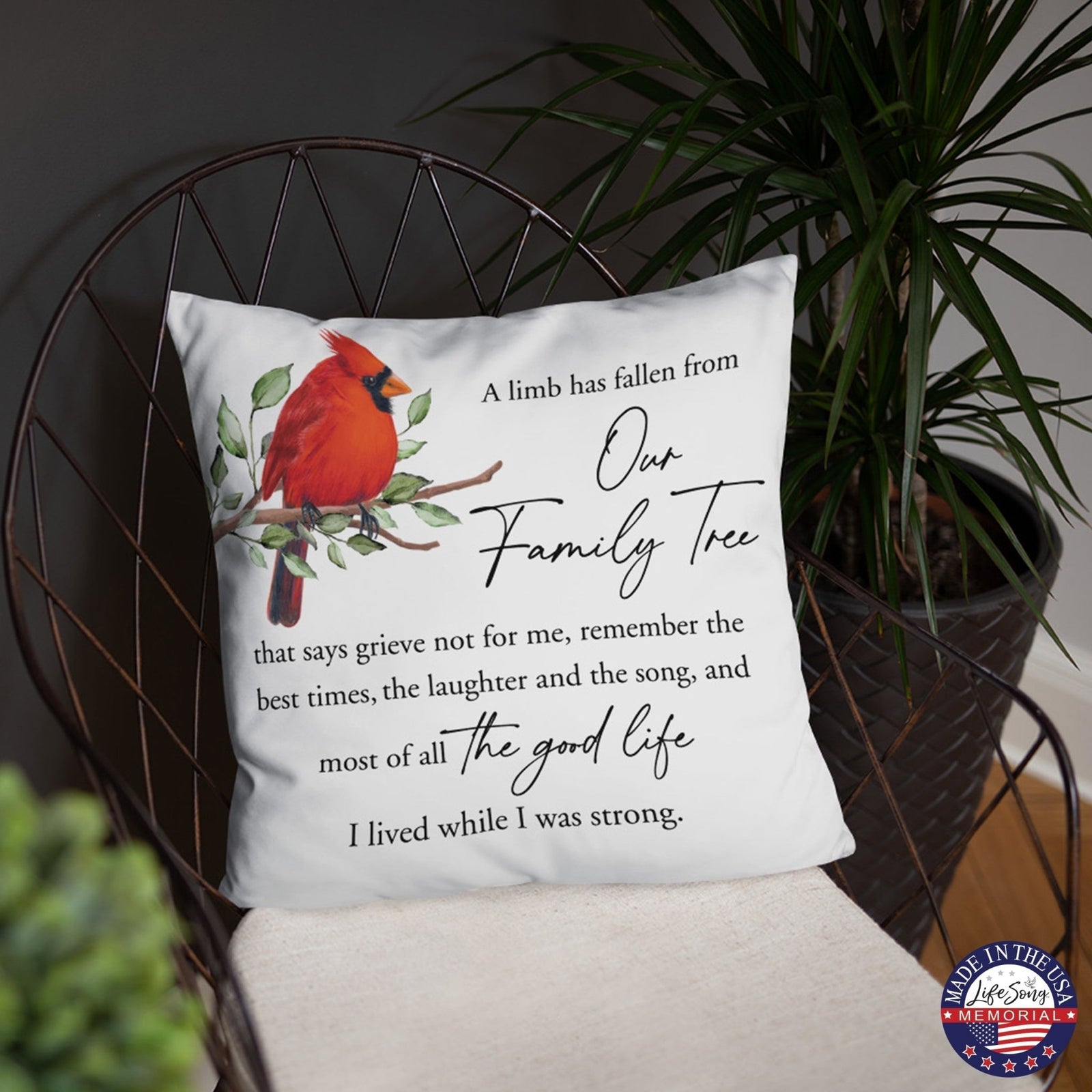 Memorial Sympathy Throw Pillow for Home Décor - A Limb Has Fallen - LifeSong Milestones
