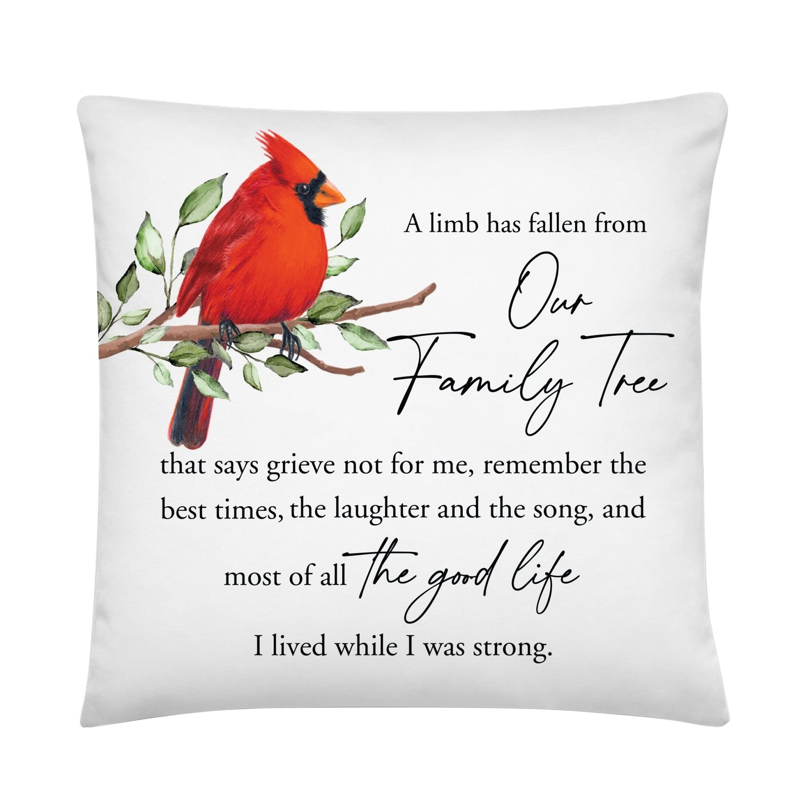 Memorial Sympathy Throw Pillow for Home Décor - A Limb Has Fallen - LifeSong Milestones