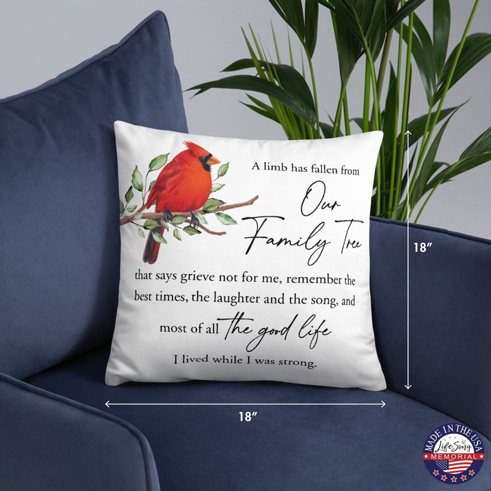 Memorial Sympathy Throw Pillow for Home Décor - A Limb Has Fallen - LifeSong Milestones
