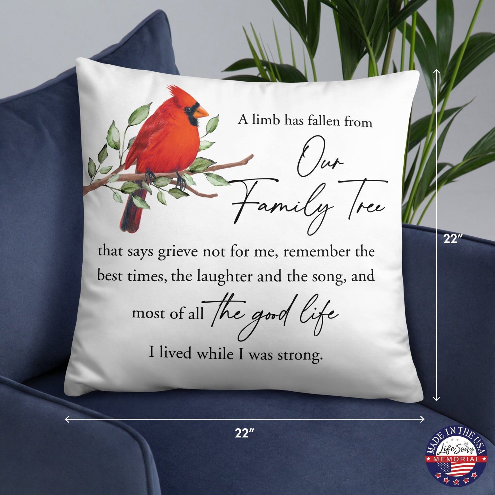Memorial Sympathy Throw Pillow for Home Décor - A Limb Has Fallen - LifeSong Milestones
