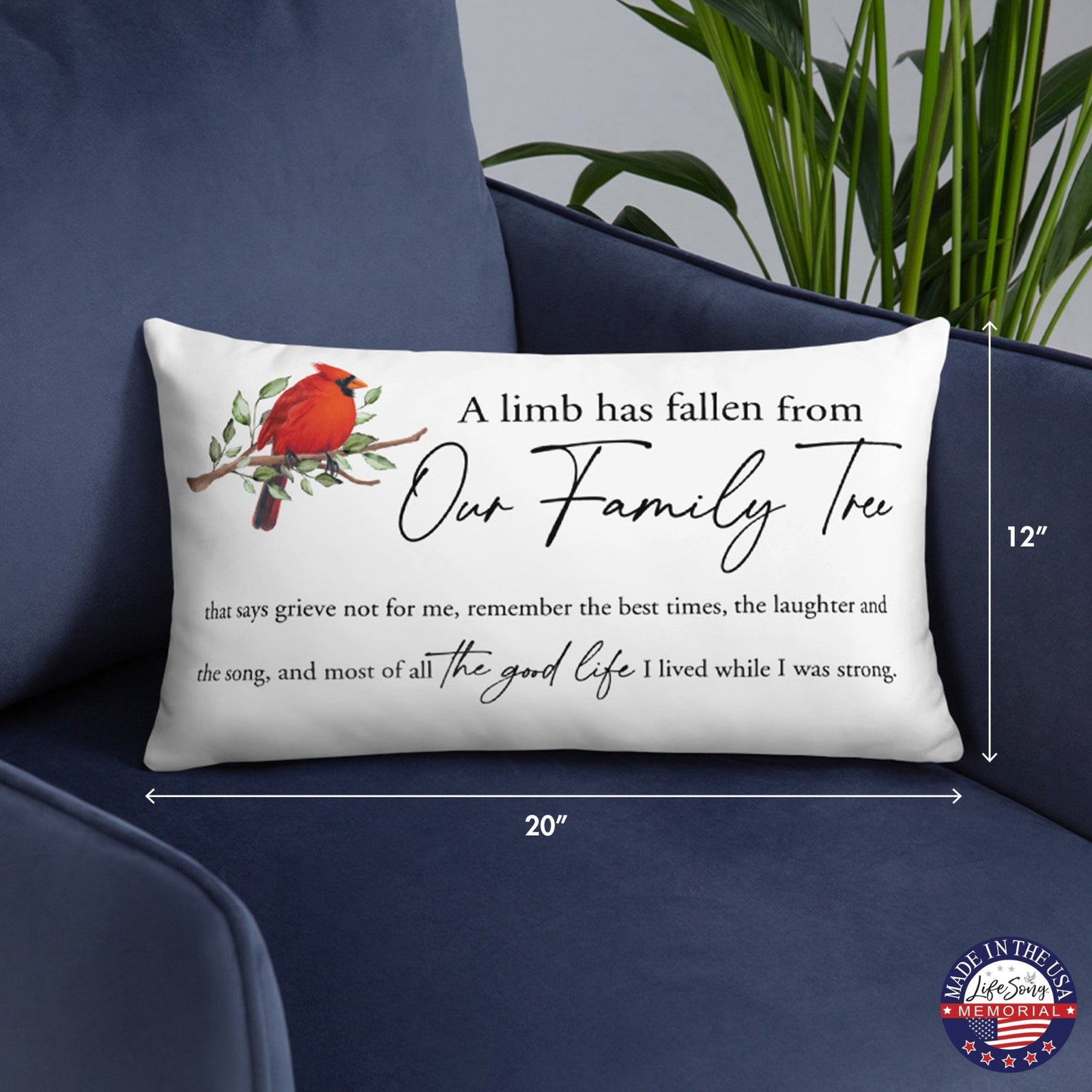 Memorial Sympathy Throw Pillow for Home Décor - A Limb Has Fallen - LifeSong Milestones