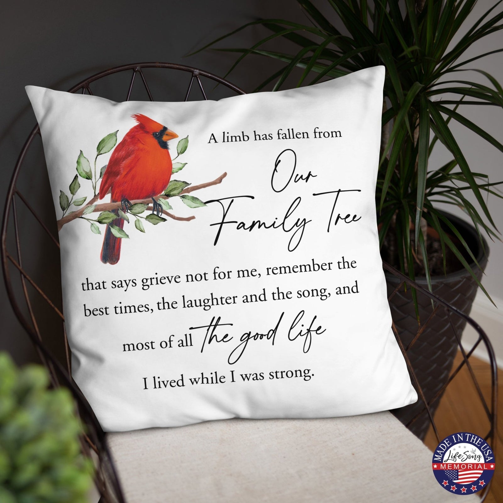 Memorial Sympathy Throw Pillow for Home Décor - A Limb Has Fallen - LifeSong Milestones