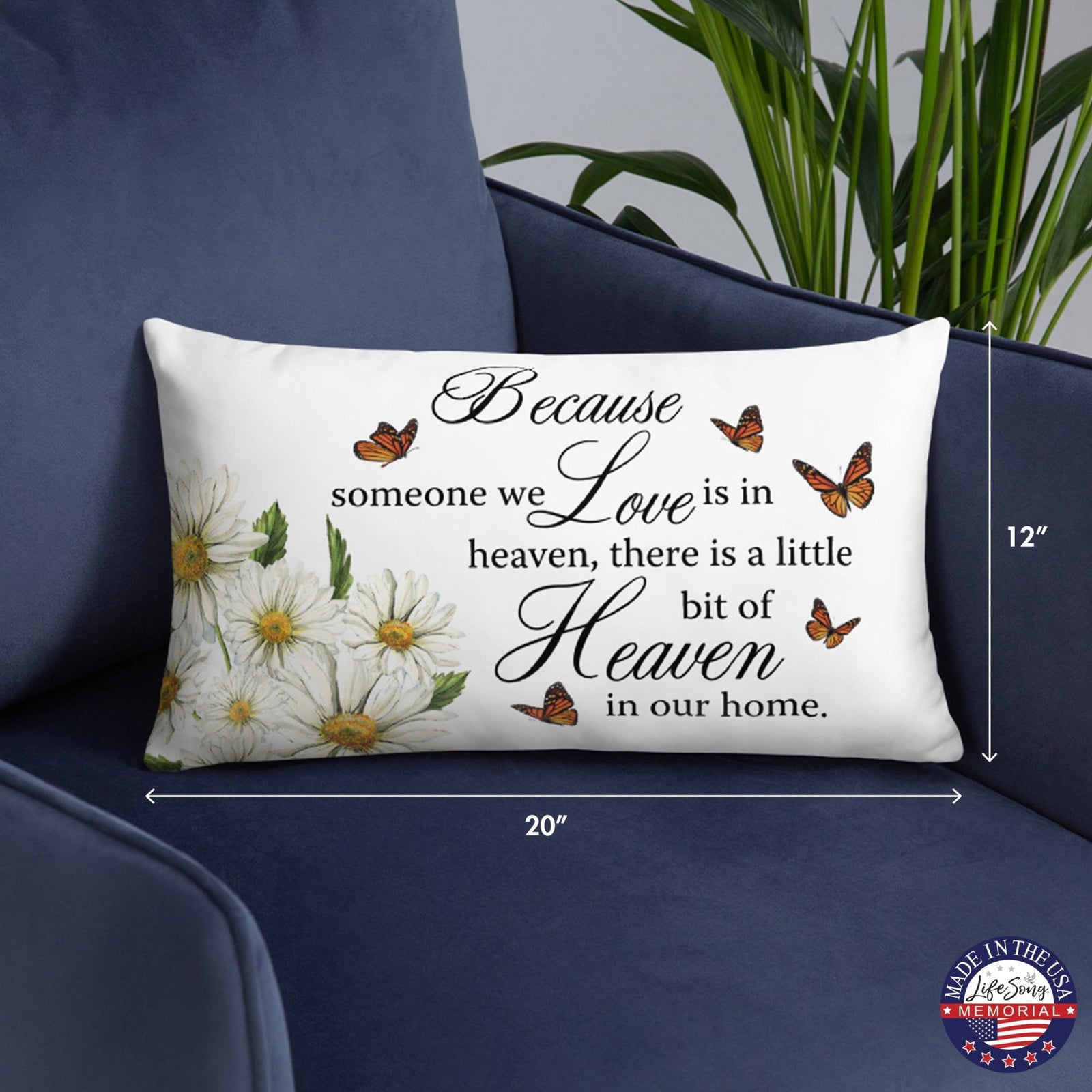 Memorial Sympathy Throw Pillow for Home Décor - Because Someone We Love - LifeSong Milestones
