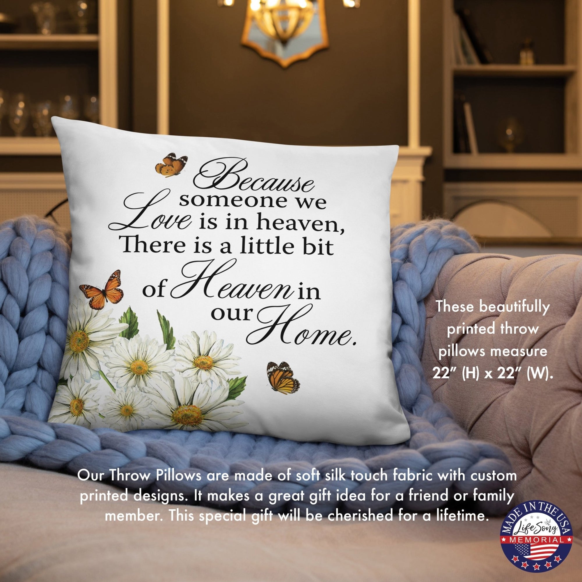 Memorial Sympathy Throw Pillow for Home Décor - Because Someone We Love - LifeSong Milestones