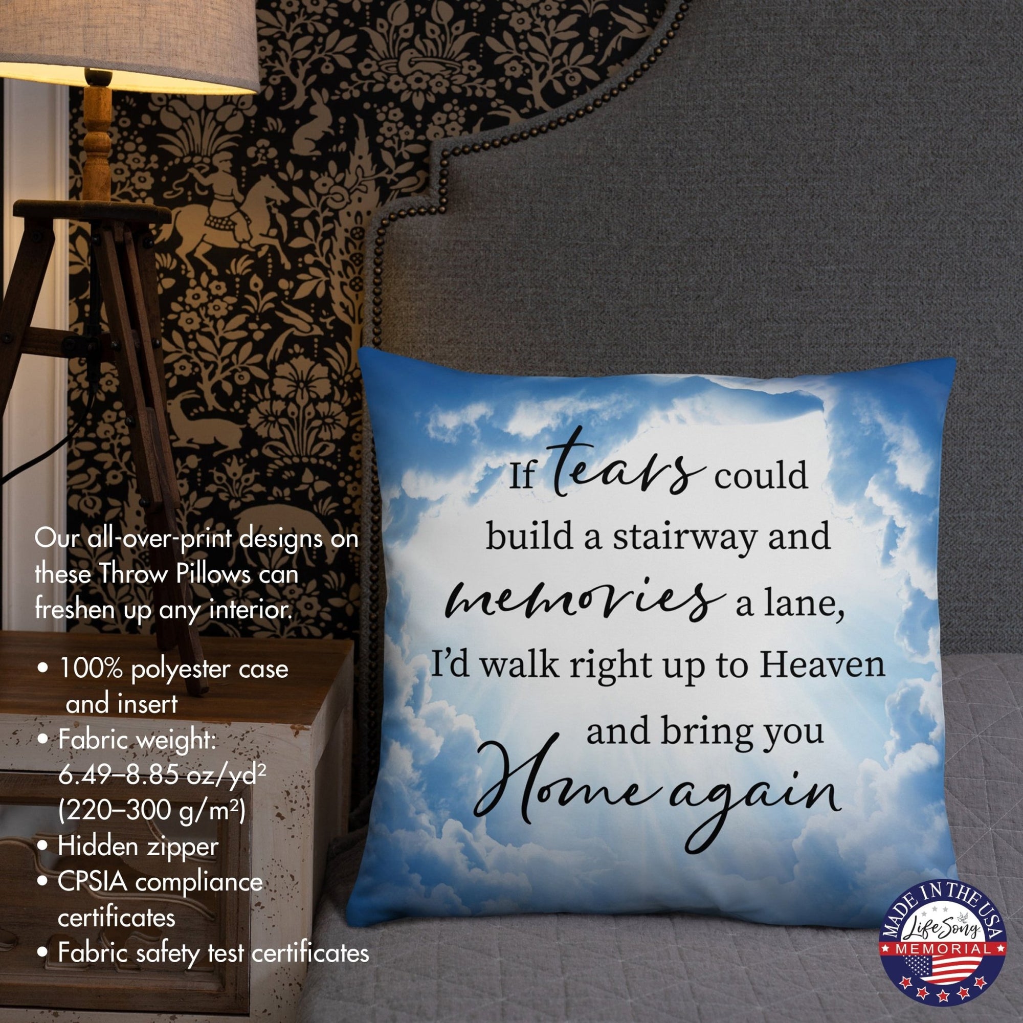 Memorial Sympathy Throw Pillow for Home Décor - If Tears Could Build - LifeSong Milestones