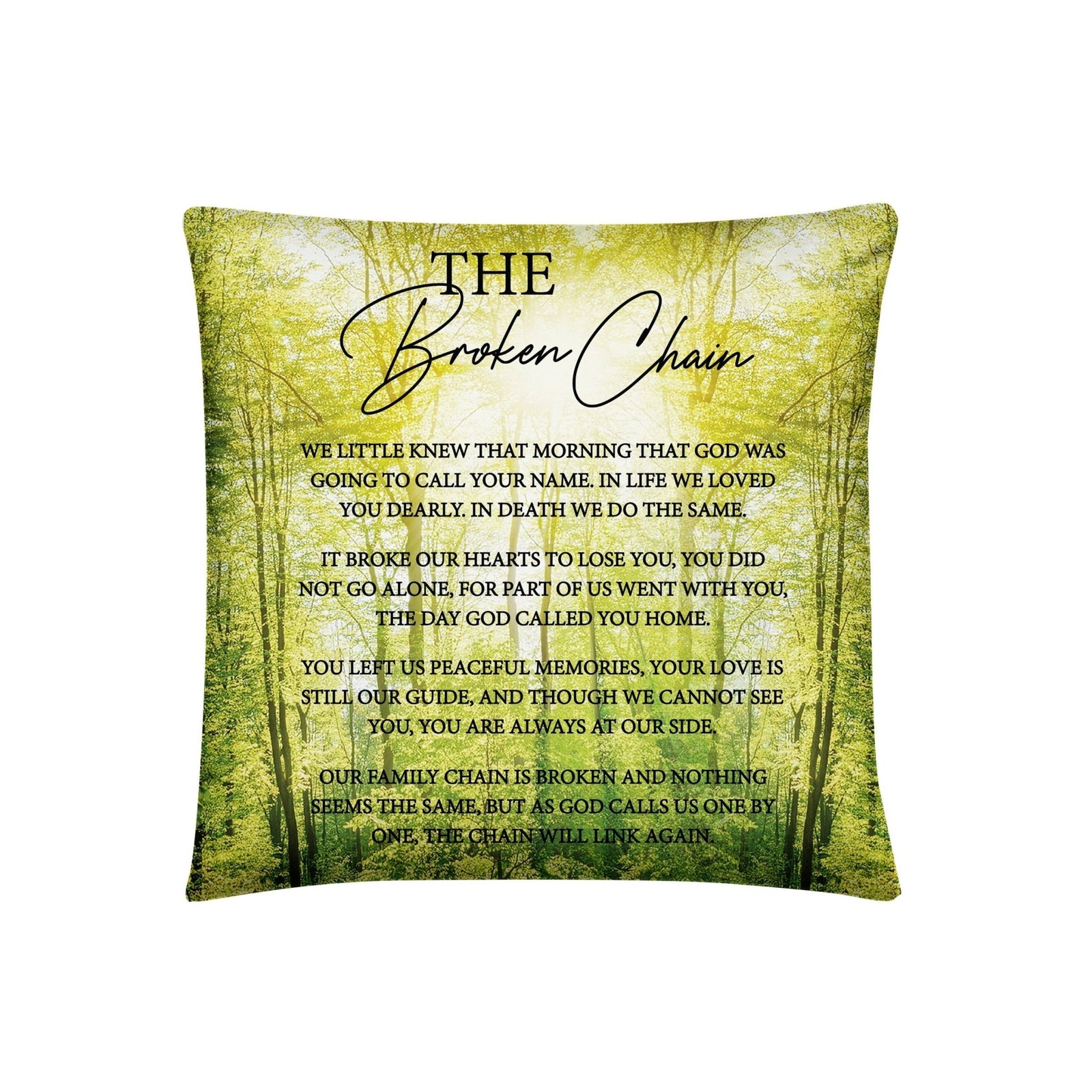 Memorial Sympathy Throw Pillow for Home Décor - The Broken Chain - LifeSong Milestones