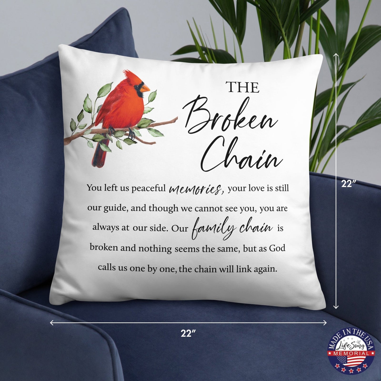 Memorial Sympathy Throw Pillow for Home Décor - The Broken Chain - LifeSong Milestones