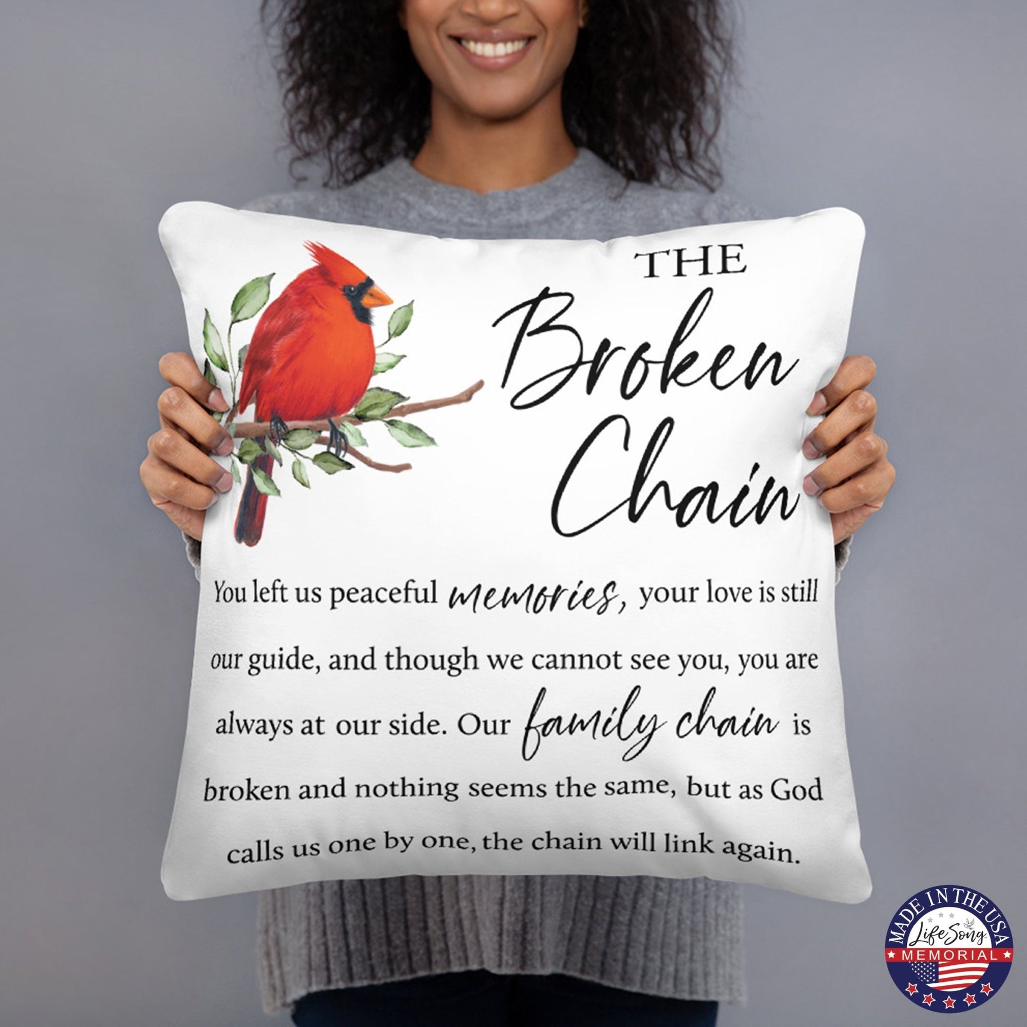 Memorial Sympathy Throw Pillow for Home Décor - The Broken Chain - LifeSong Milestones