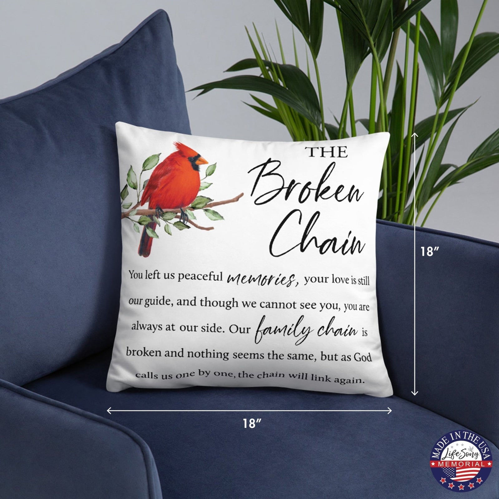 Memorial Sympathy Throw Pillow for Home Décor - The Broken Chain - LifeSong Milestones