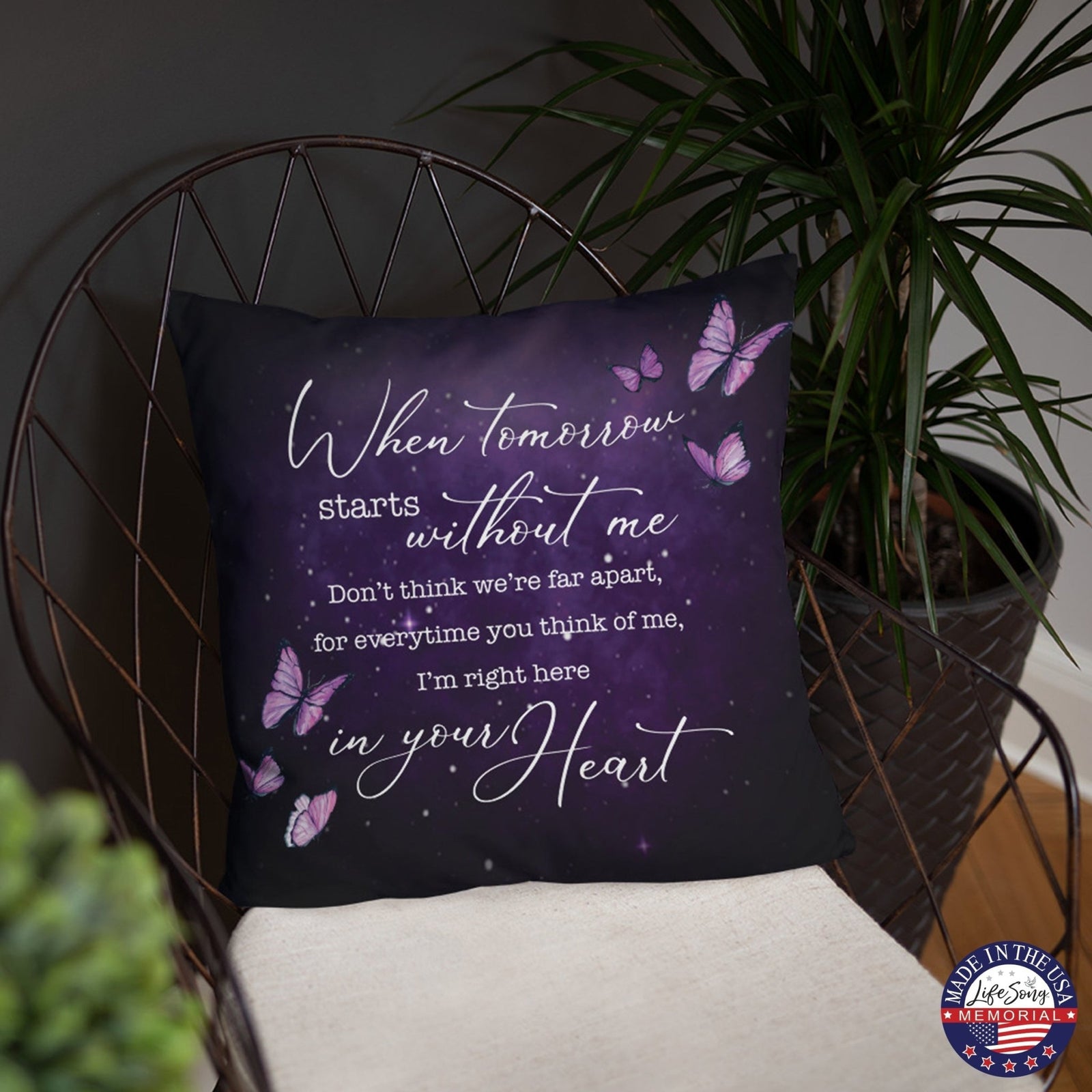 Memorial Sympathy Throw Pillow for Home Décor - When Tomorrow Starts - LifeSong Milestones