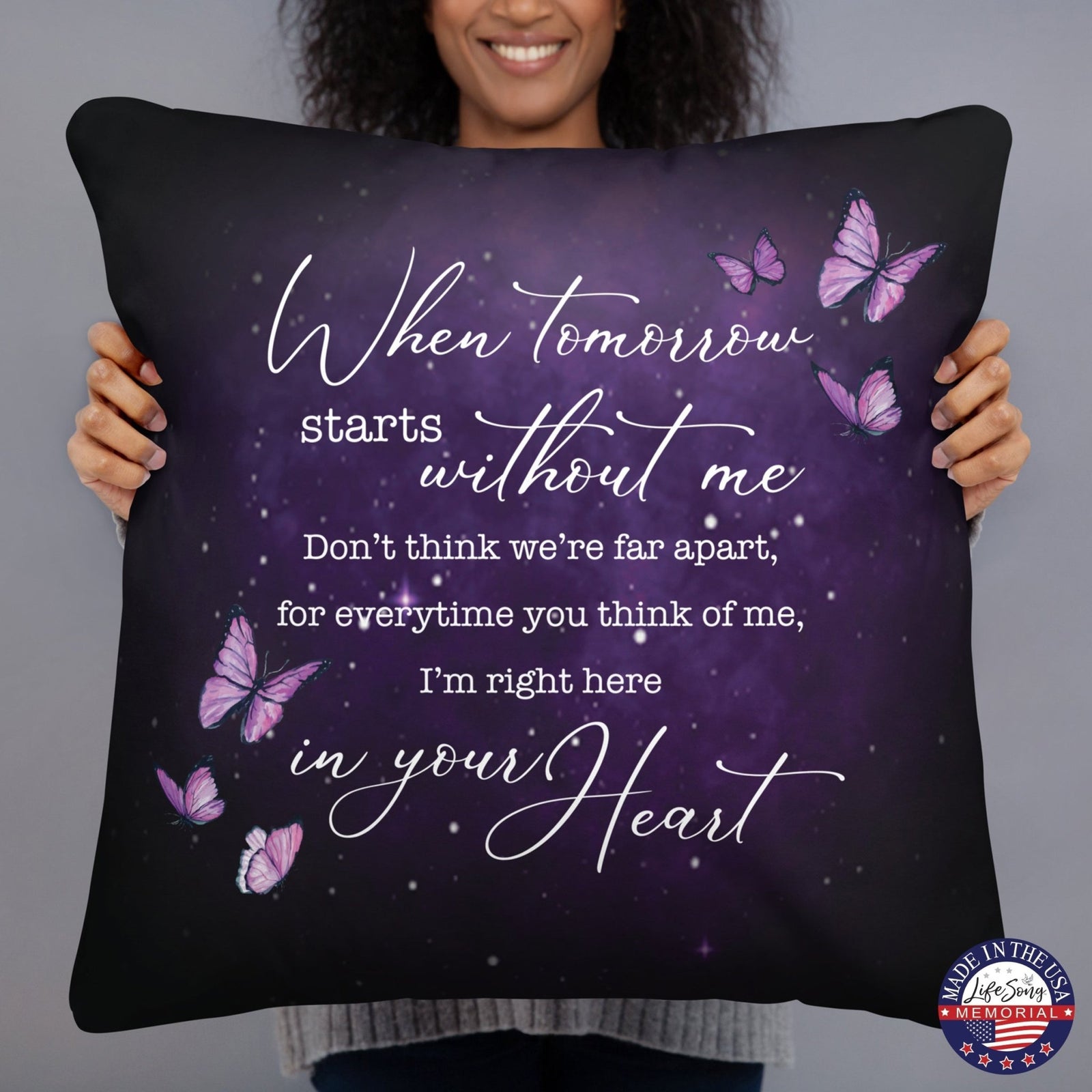 Memorial Sympathy Throw Pillow for Home Décor - When Tomorrow Starts - LifeSong Milestones