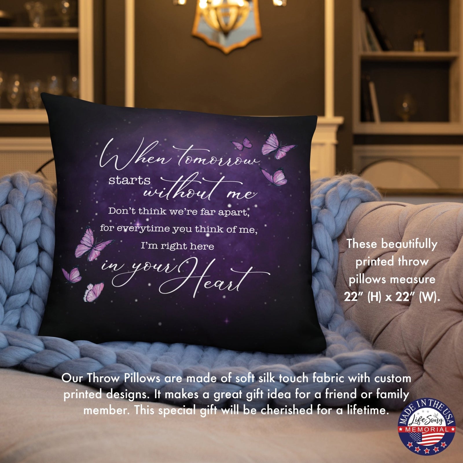 Memorial Sympathy Throw Pillow for Home Décor - When Tomorrow Starts - LifeSong Milestones