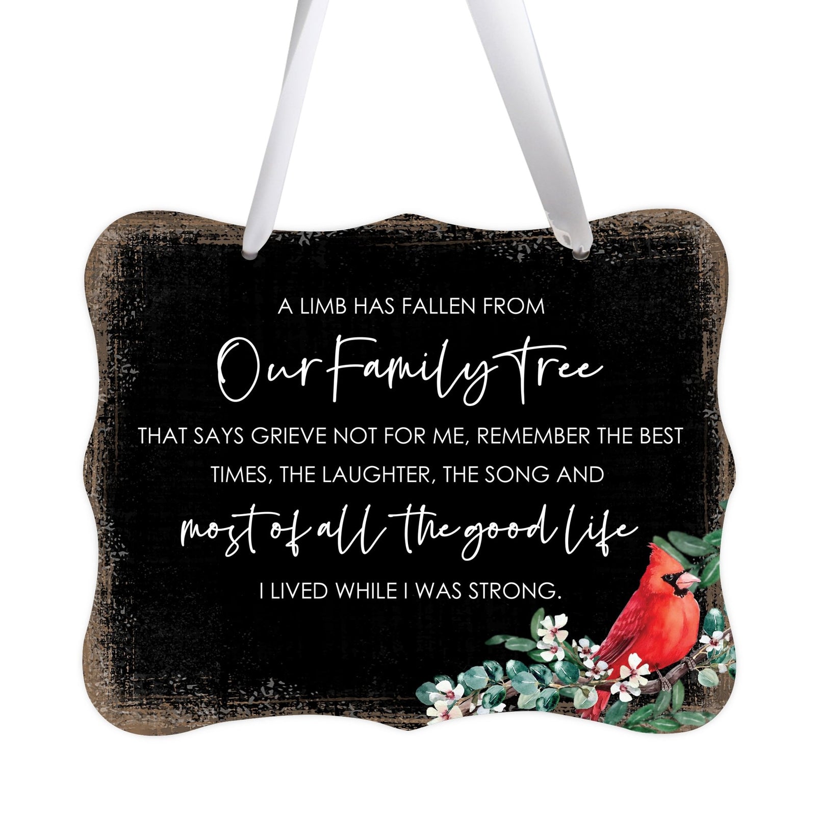 A Lifesong Milestones Memorial Wall Hanging Sign featuring a memorial ribbon sign to commemorate the loss of a loved one.