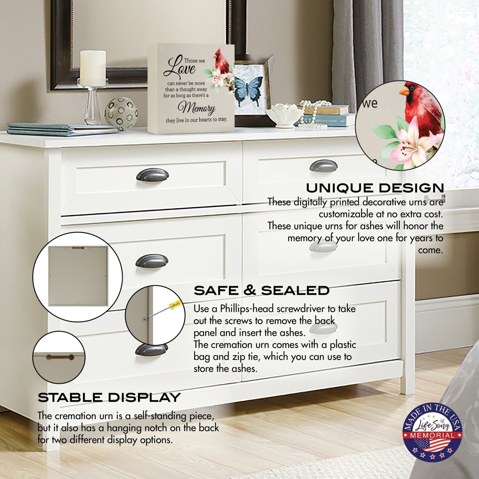 Lifesong Milestones Memorial Wooden Cremation Urn Box for Human Ashes - A beautiful and meaningful resting place