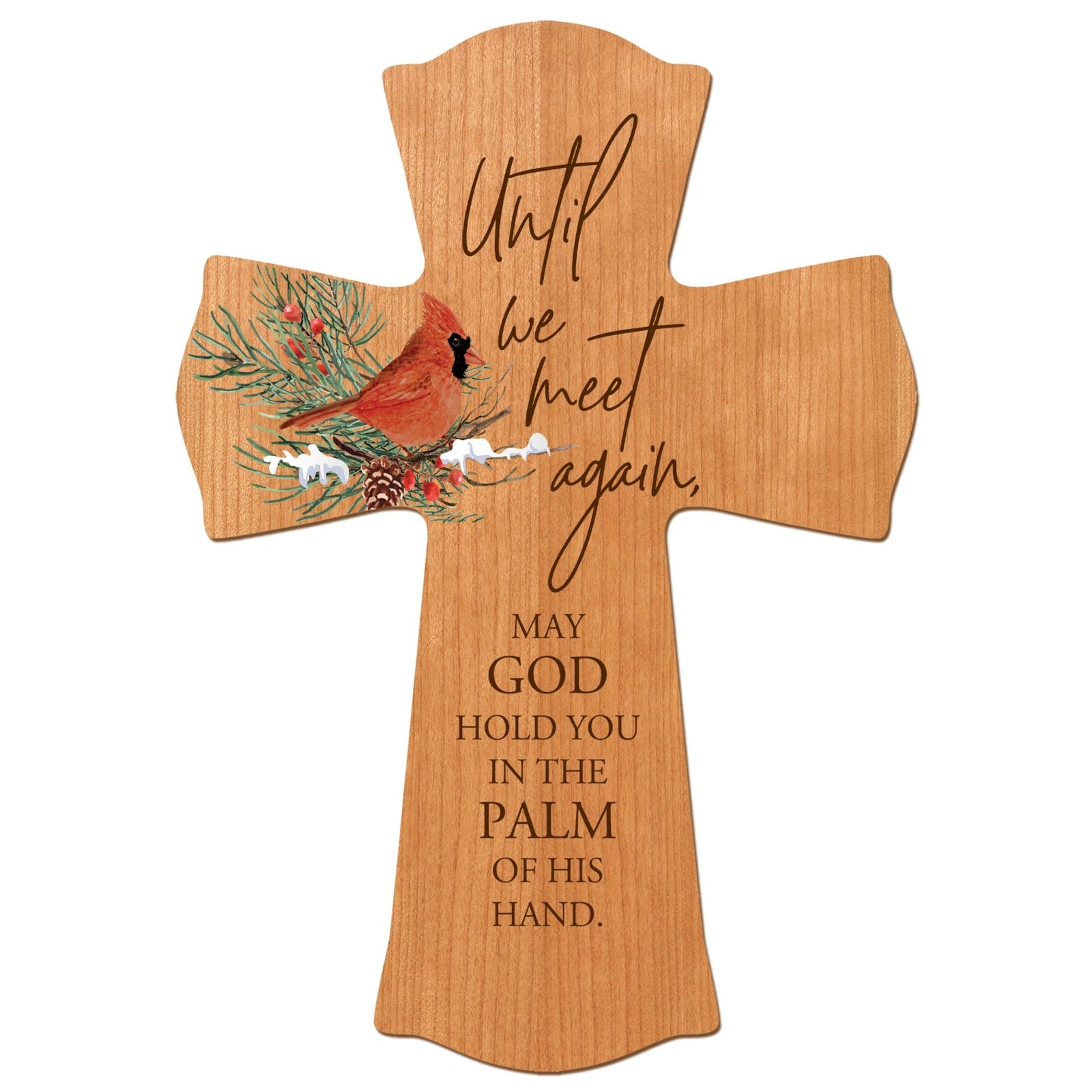 Memorial Wooden Wall Cross 8x11 Cardinal Bereavement Gift for Loss on Loved One – Until We Meet Again - LifeSong Milestones