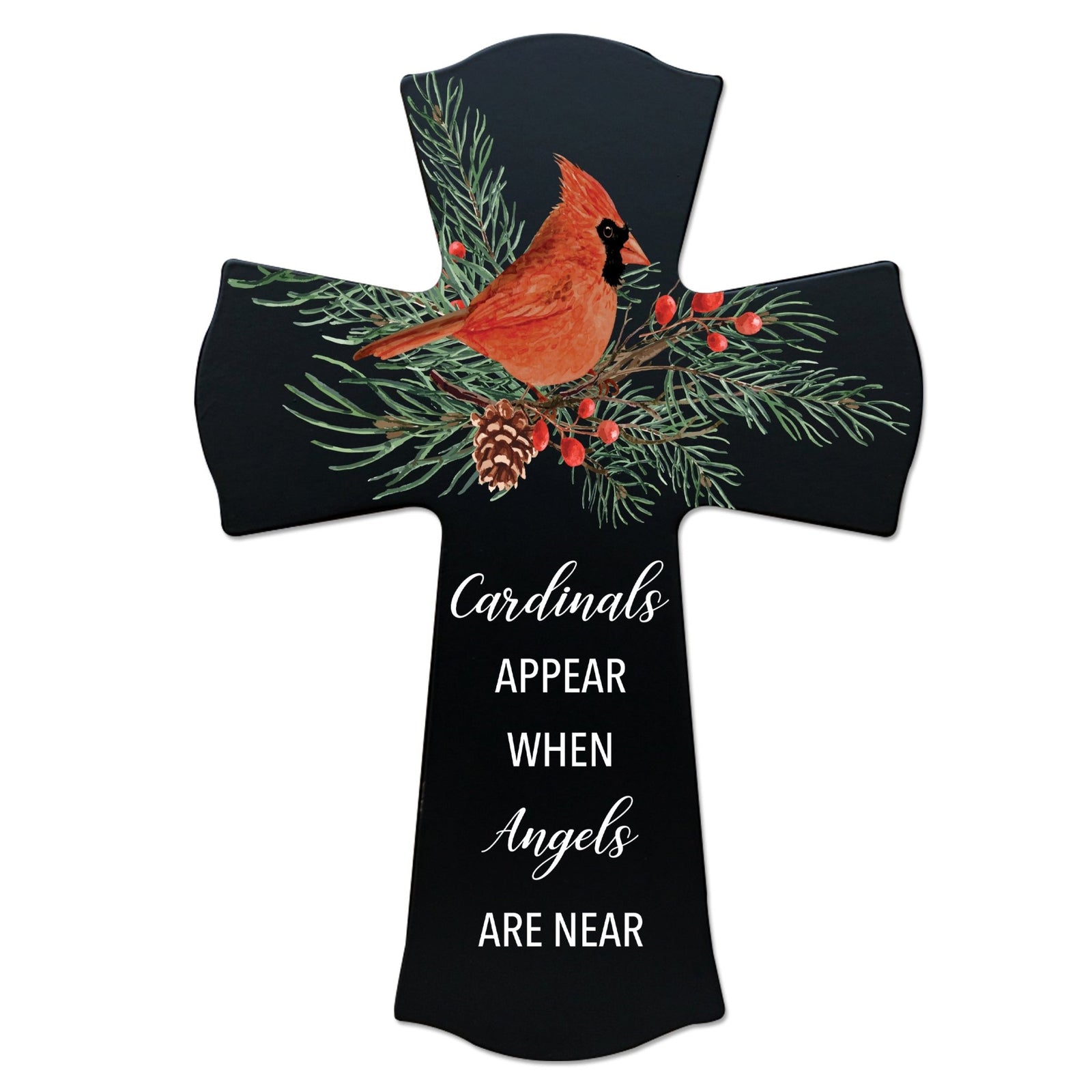Memorial Wooden Wall Cross 8x11 Cardinal Bereavement Gift for Loss on Loved One – When Angels Are Near - LifeSong Milestones