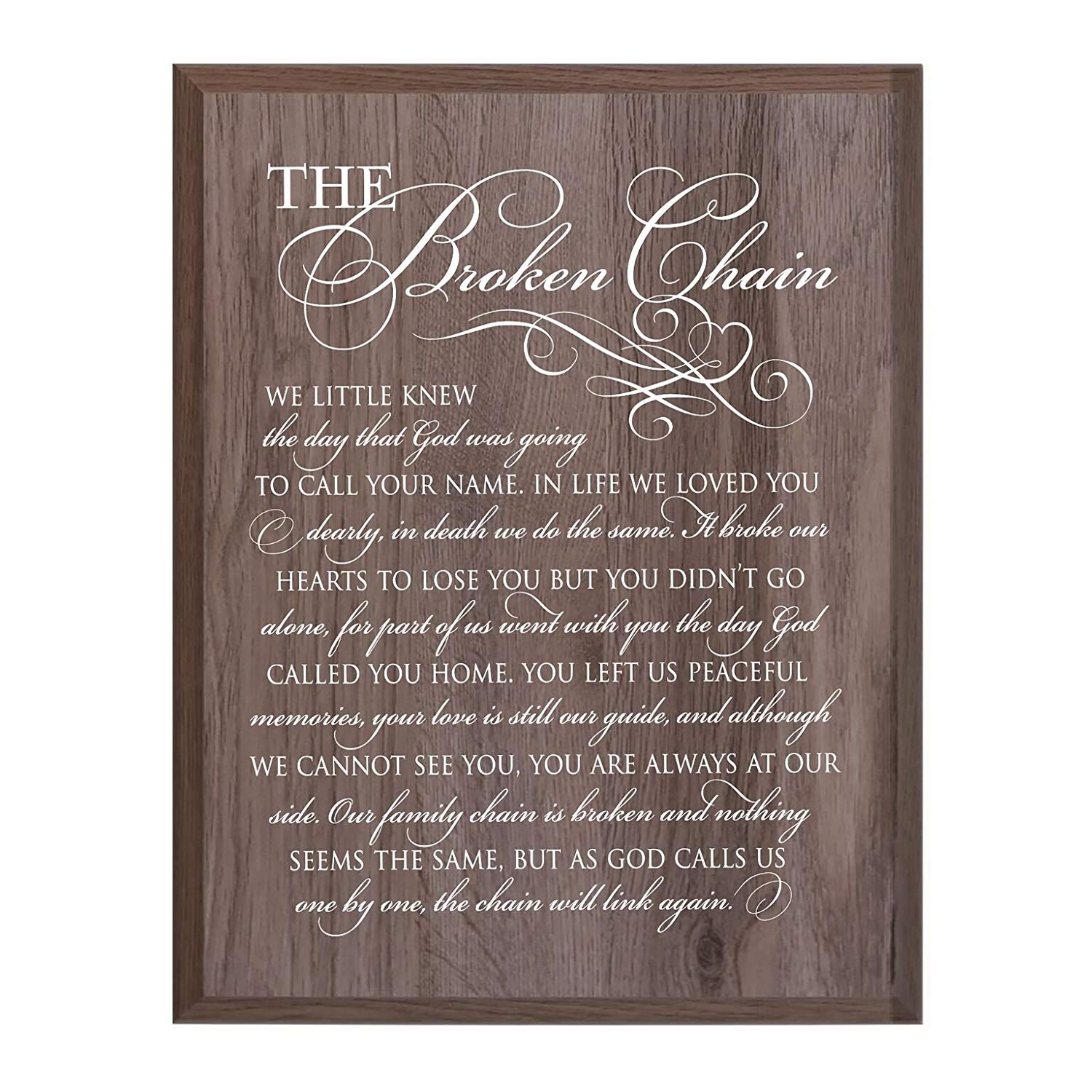 Memorial Wooden Wall Plaque - The Broken Chain - LifeSong Milestones
