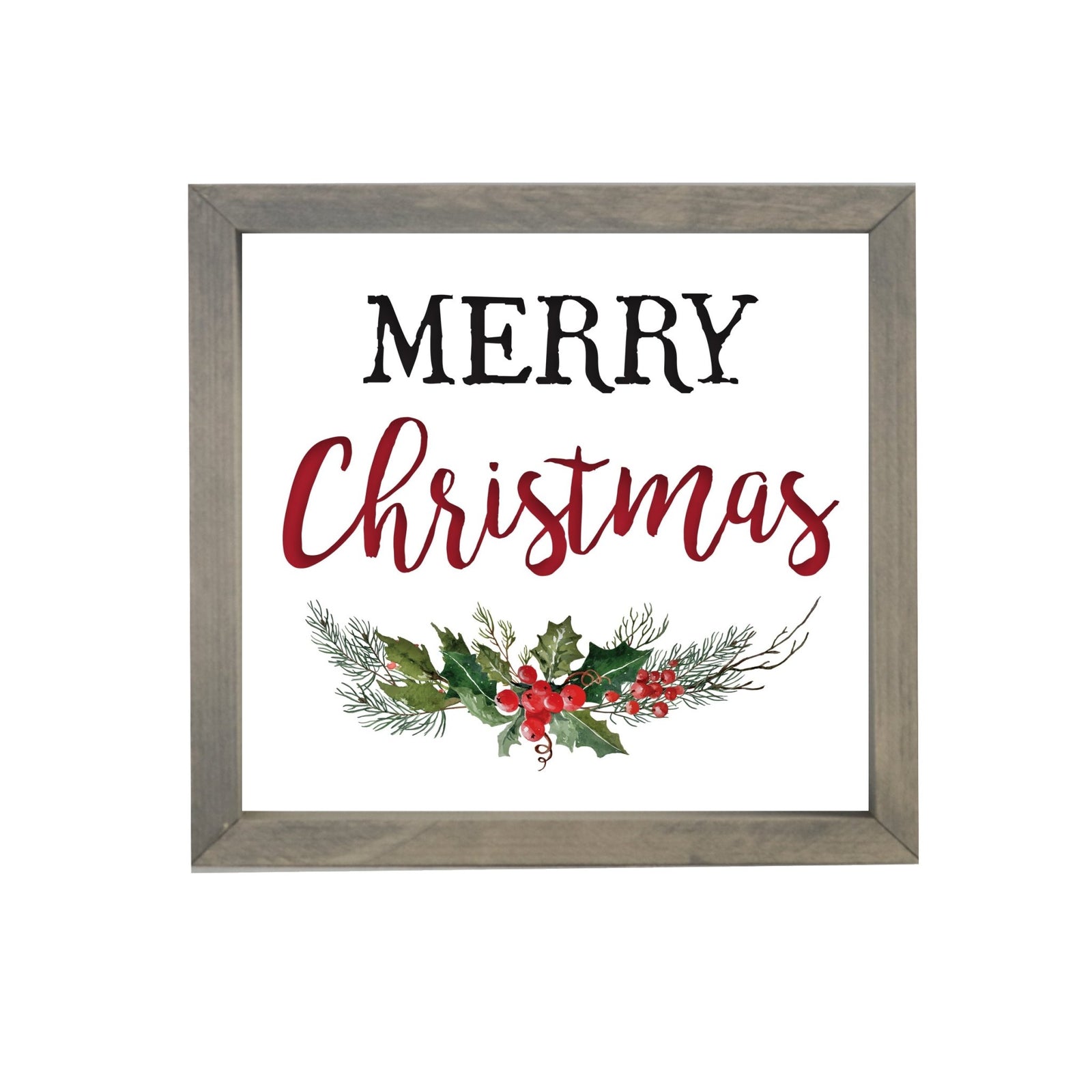 Merry Christmas Framed Shadow Box - Holly Merry Christmas - LifeSong Milestones