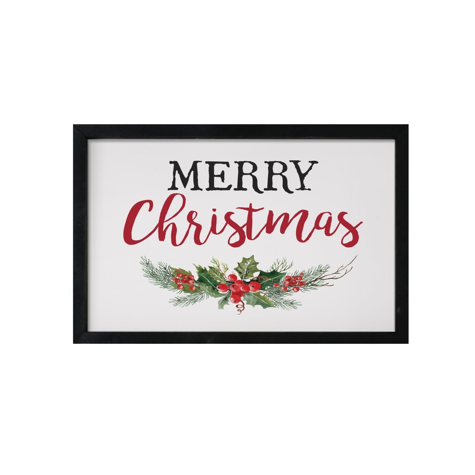 Merry Christmas Framed Shadow Box - Holly Merry Christmas - LifeSong Milestones