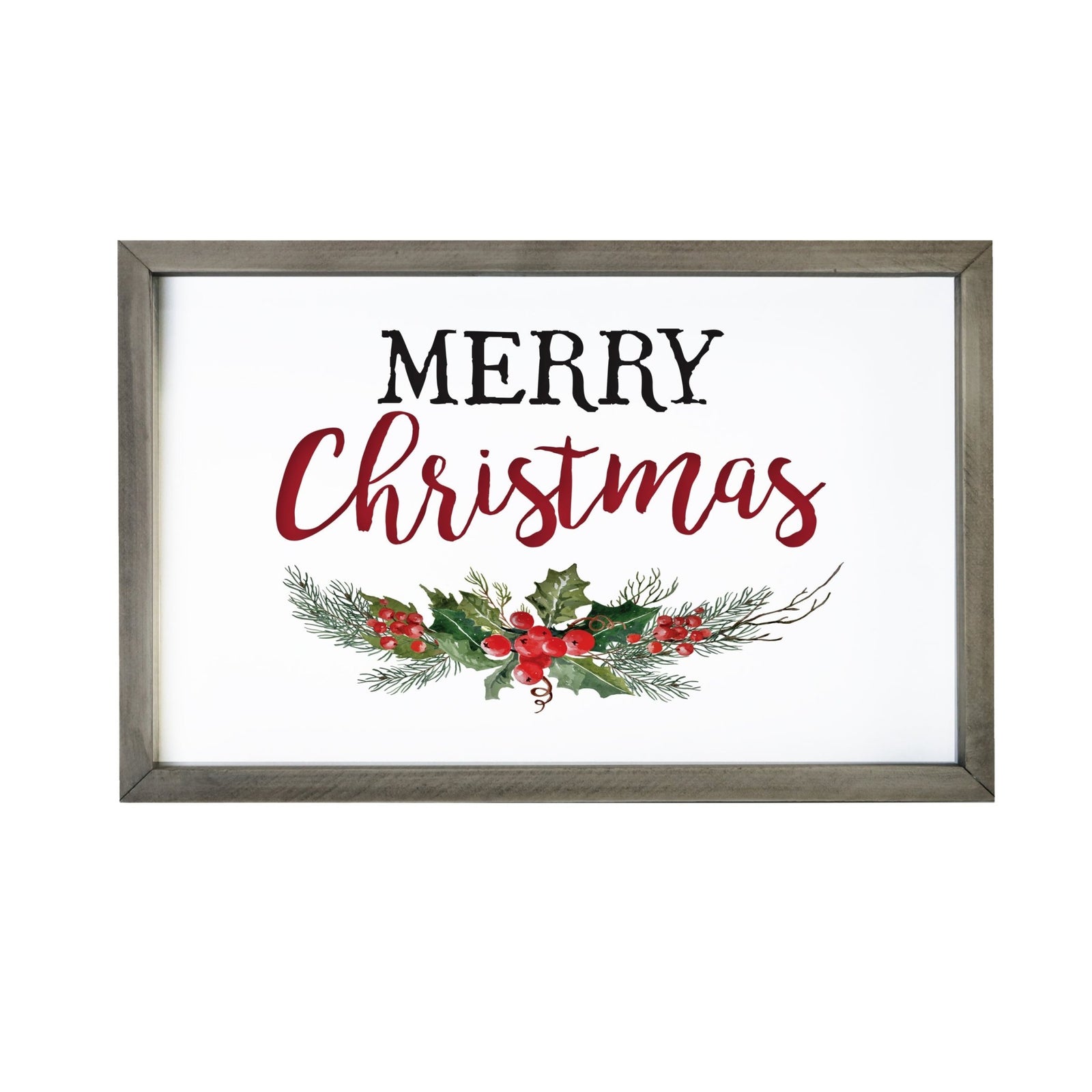 Merry Christmas Framed Shadow Box - Holly Merry Christmas - LifeSong Milestones